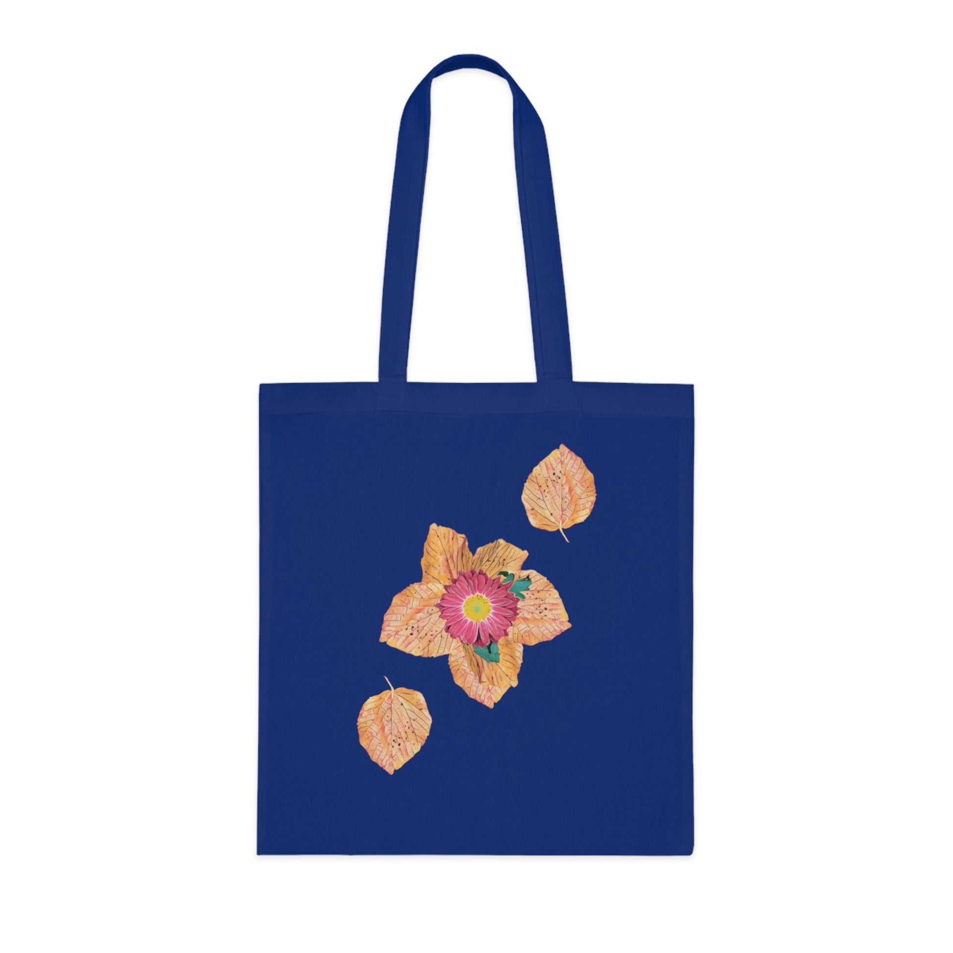 fallen-leaves-autumn-design-with-red-flower - front view