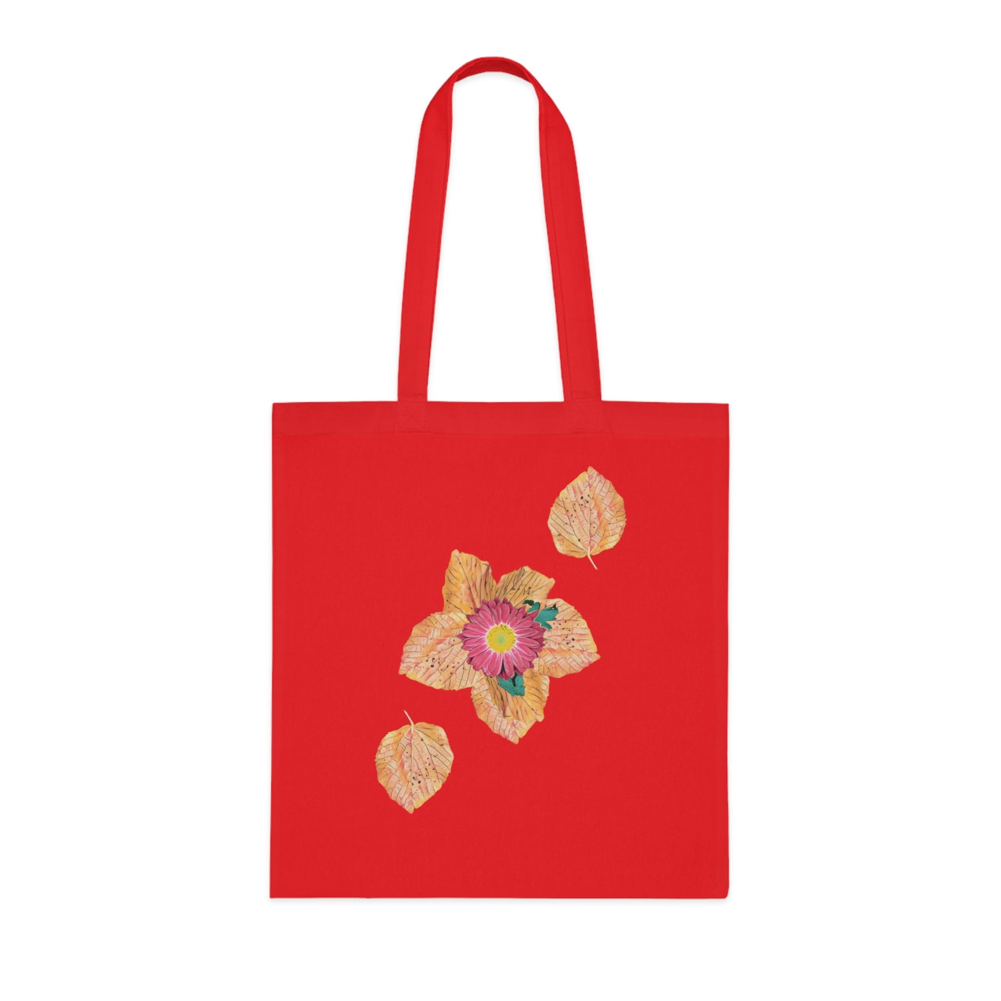 fallen-leaves-autumn-design-with-red-flower - front view