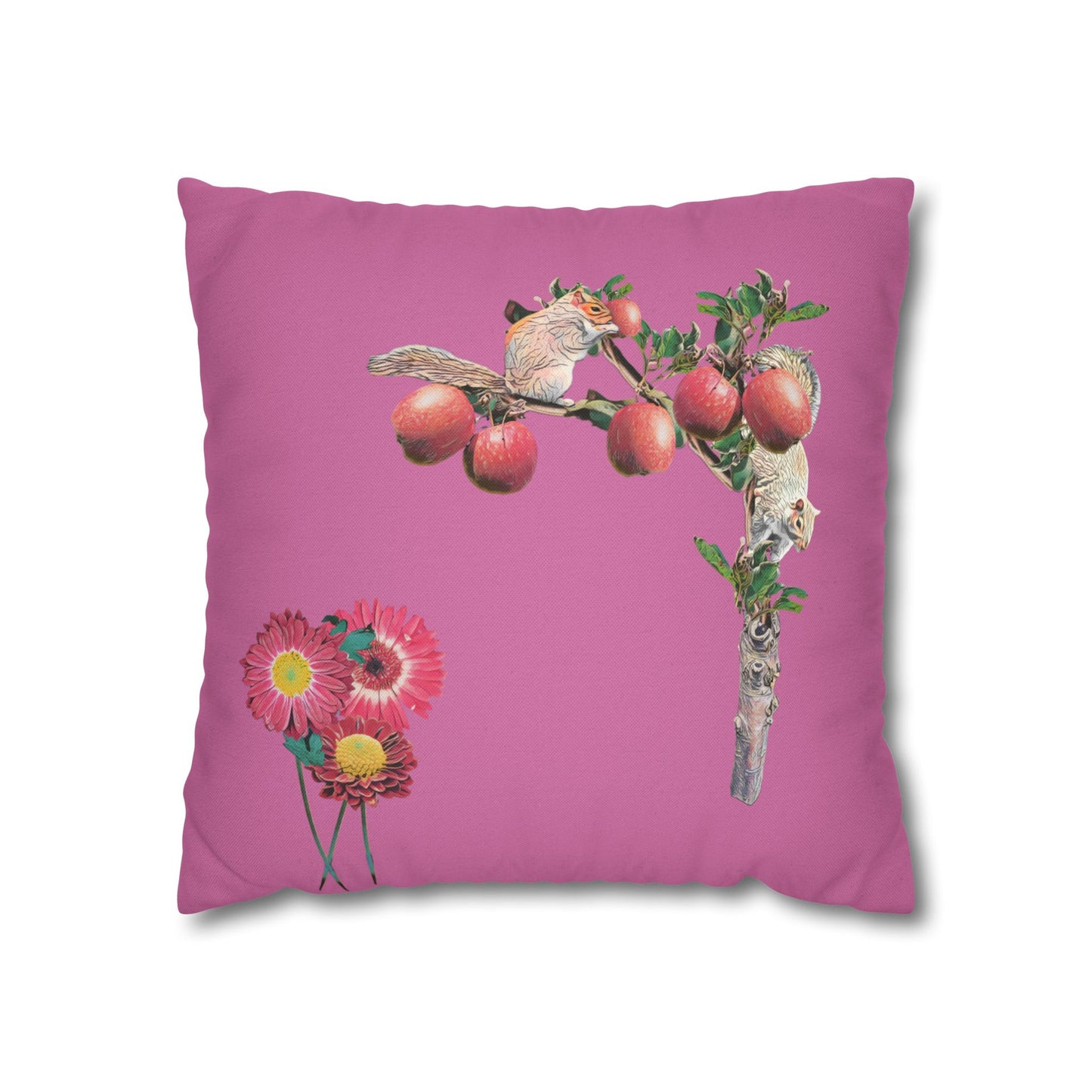 light-pink-no-leaves-pillowcase-squirrels-and-apple-tree-floral-design - front view