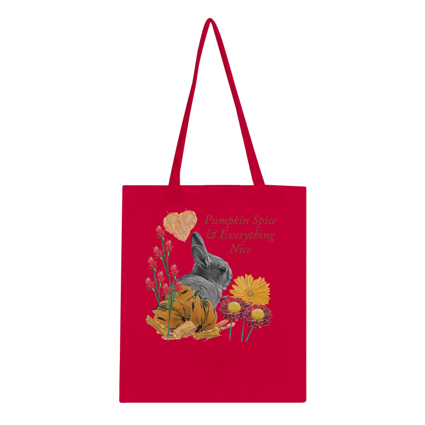 multicolor-bunny-and-pumpkins-tote-bag-eco-friendly-100-cotton-design - front view
