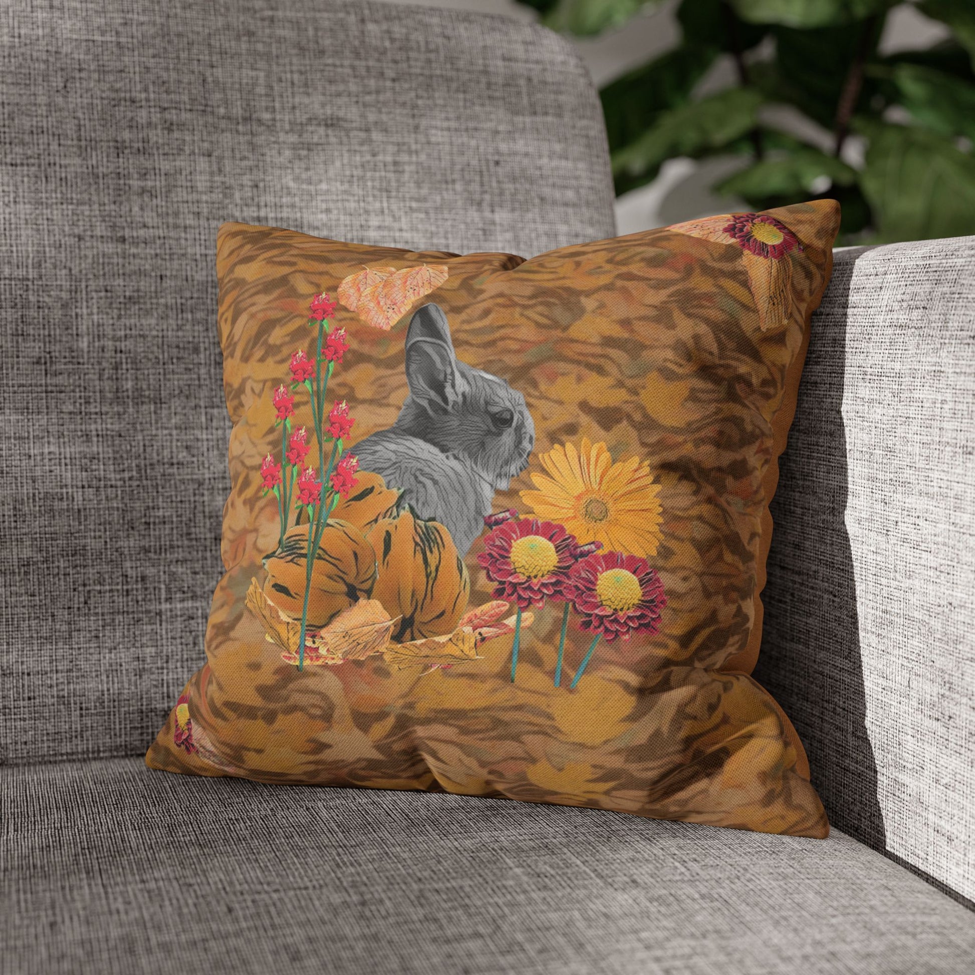 foliage-background-nature-themed-decorative-pillowcase-cozy-home-accent-gift-for-nature-lovers-fall-decor-eco-friendly-cushion-cover - front view
