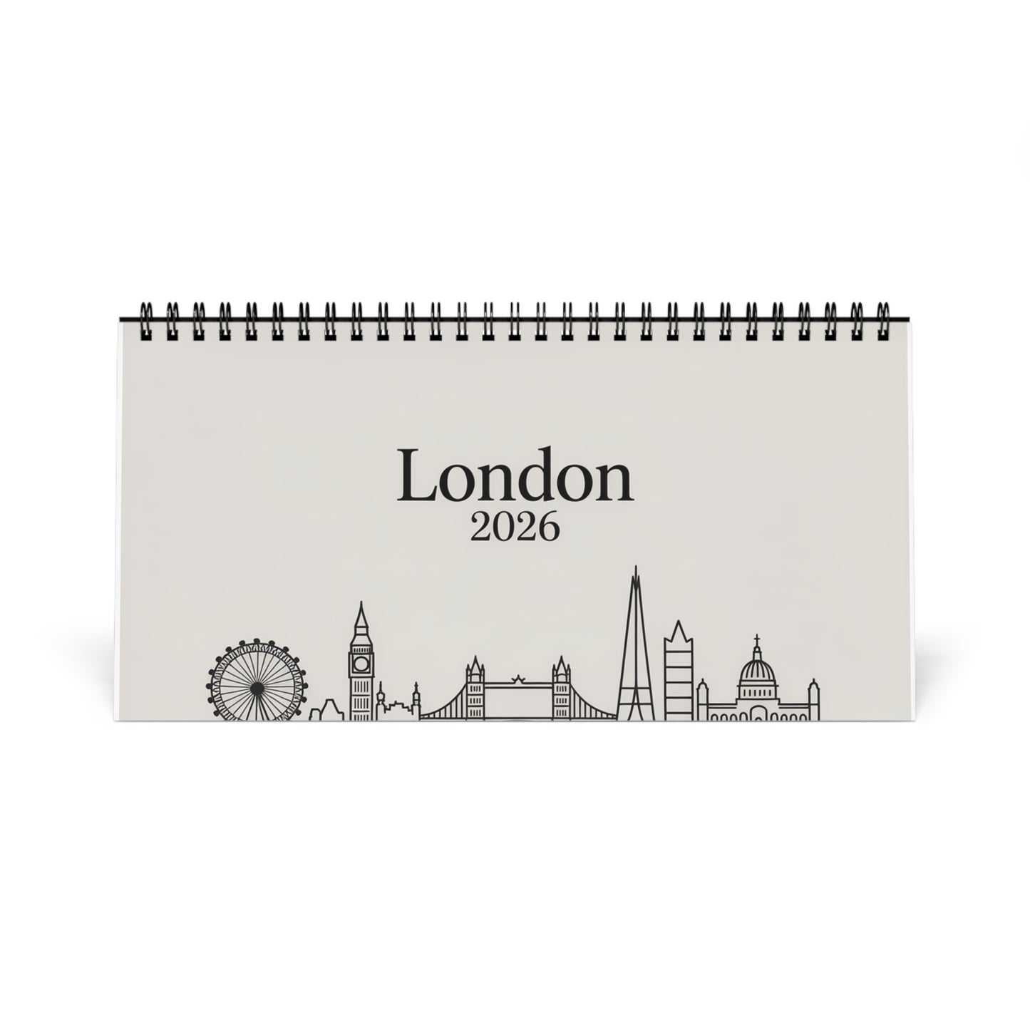 desk-calendar-london-landmarks-tower-bridge-the-shard-time-management-office-decor-wall-calendar-monthly-planner - front view