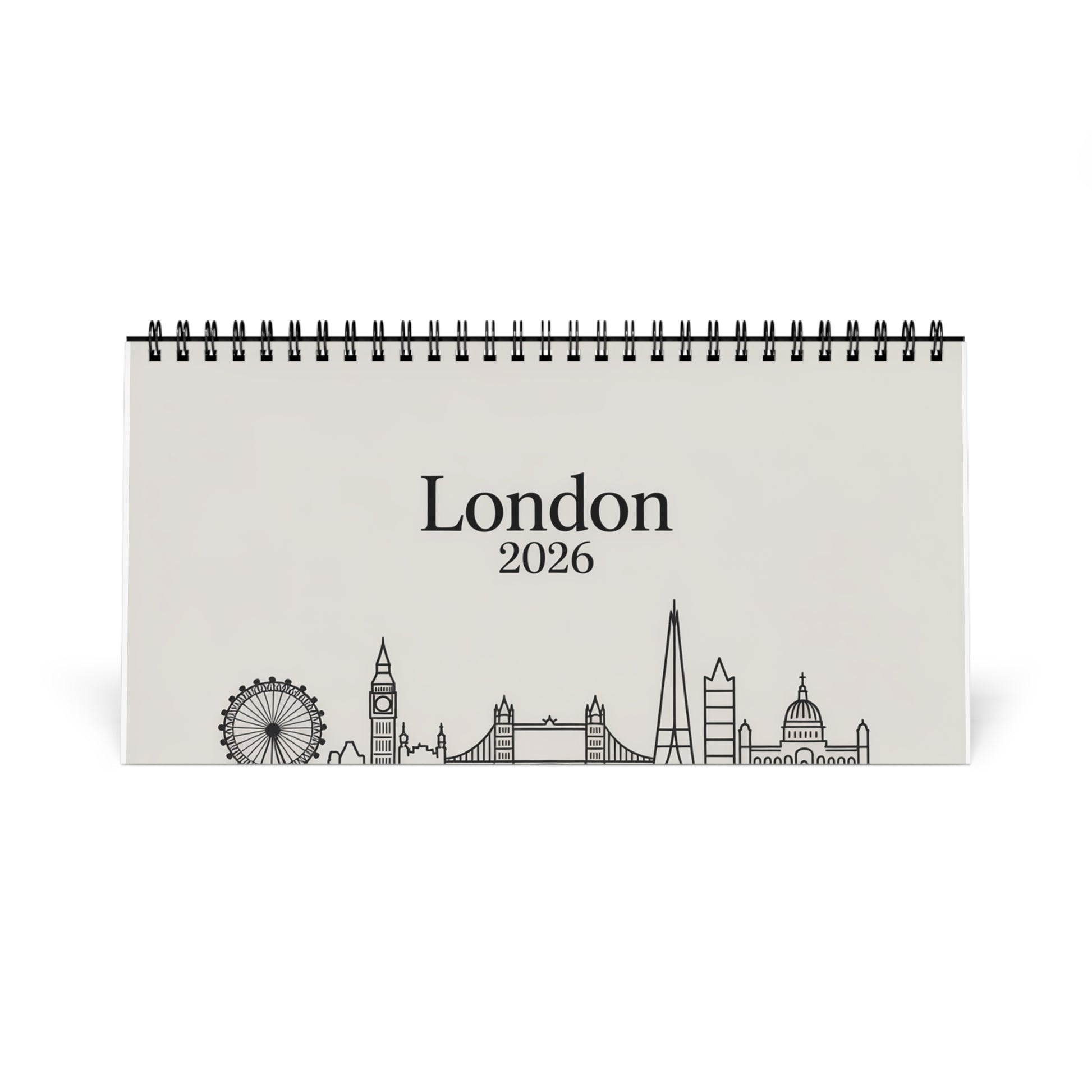 desk-calendar-london-landmarks-tower-bridge-the-shard-time-management-office-decor-wall-calendar-monthly-planner - front view