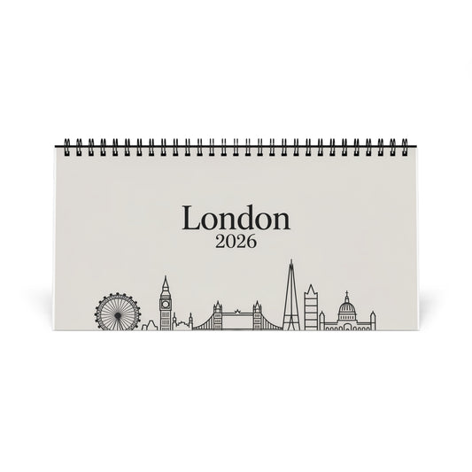 desk-calendar-london-landmarks-tower-bridge-the-shard-time-management-office-decor-wall-calendar-monthly-planner - front view