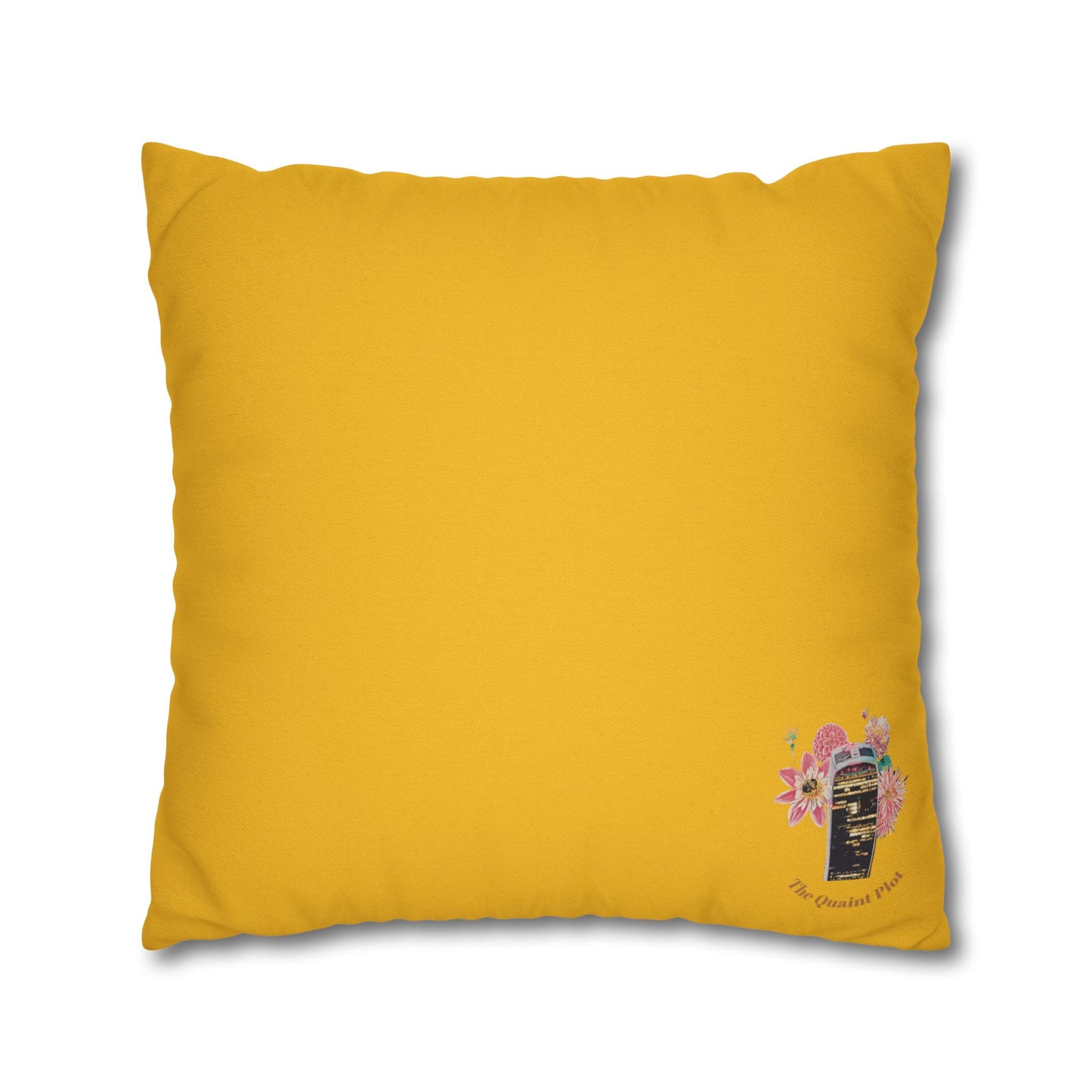 yellow-pillowcase-squirrels-and-apple-tree-floral-design - front view