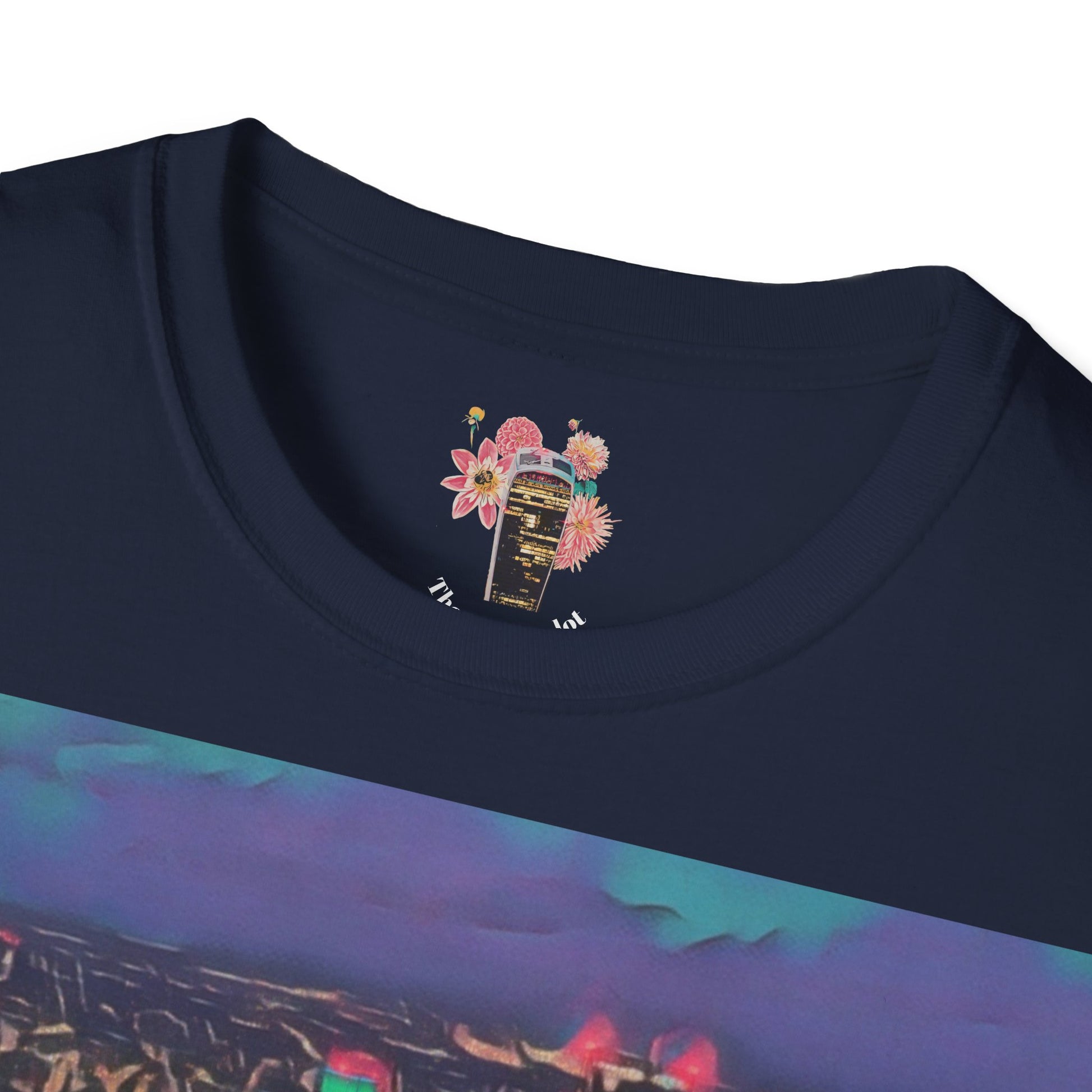 cityscape-art-unisex-softstyle-t-shirt-urban-photography-tee-streetwear-nightlife-fashion-gift-for-travelers-summer-outfit - front view