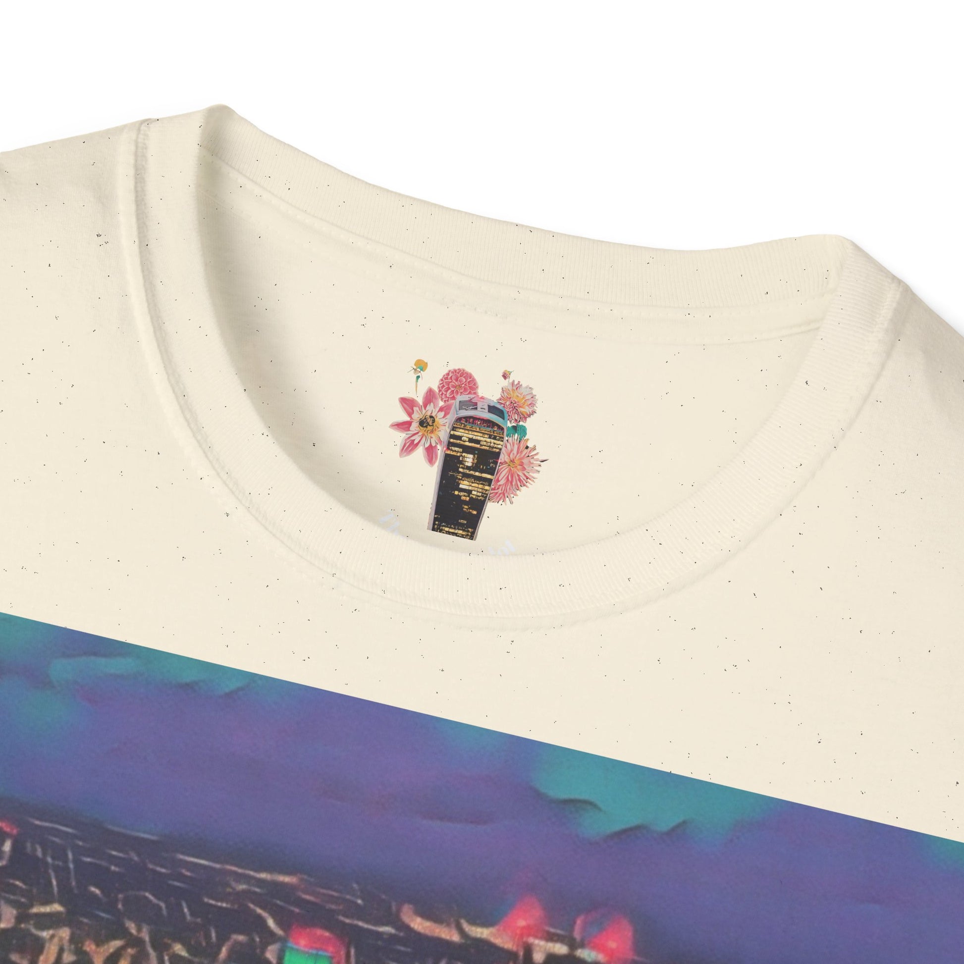 cityscape-art-unisex-softstyle-t-shirt-urban-photography-tee-streetwear-nightlife-fashion-gift-for-travelers-summer-outfit - front view