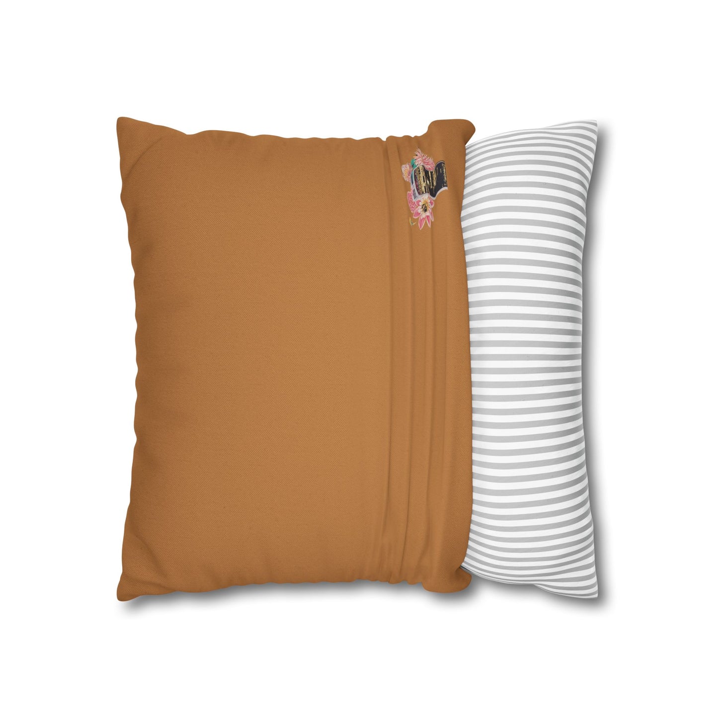light-brown-pillowcase-cozy-fox-pumpkins-and-chrysanthemum-autumn-leaves-design - front view