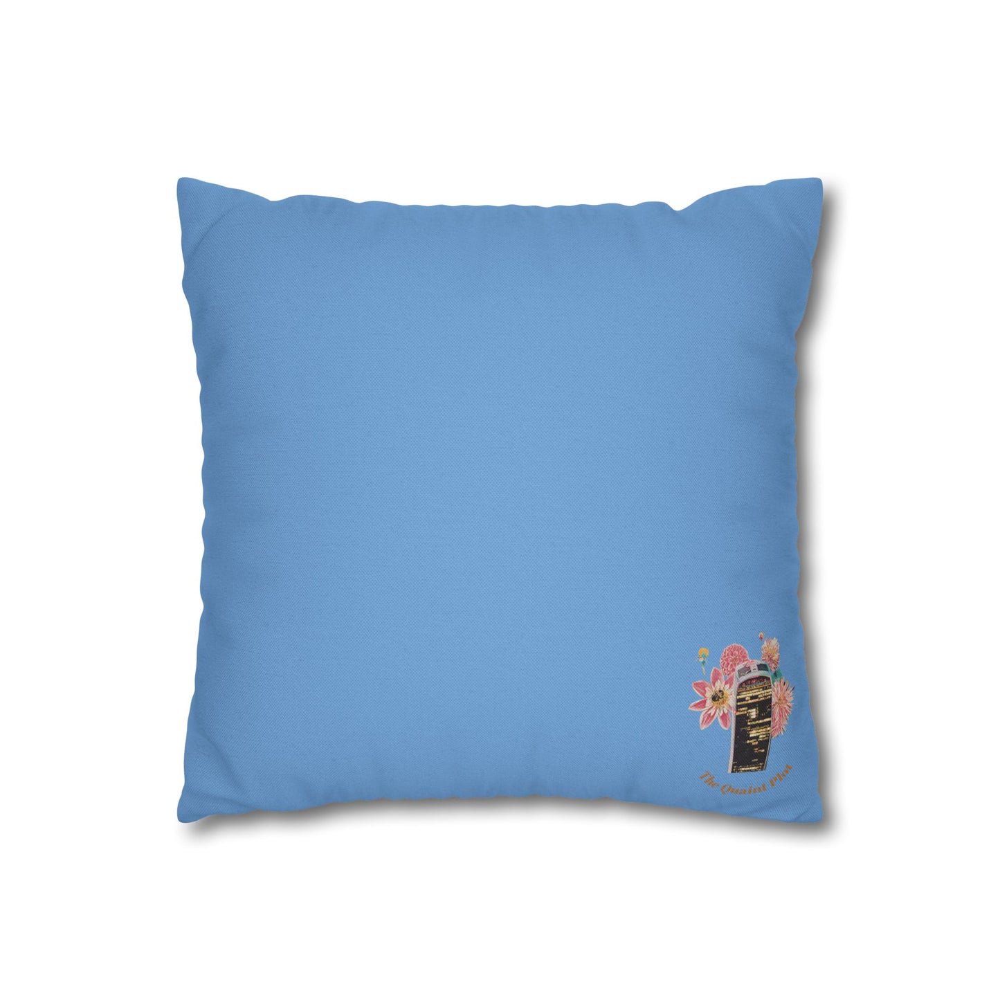 light-blue-pillowcase-robin-and-pears-tree-and-sunflower-design - front view