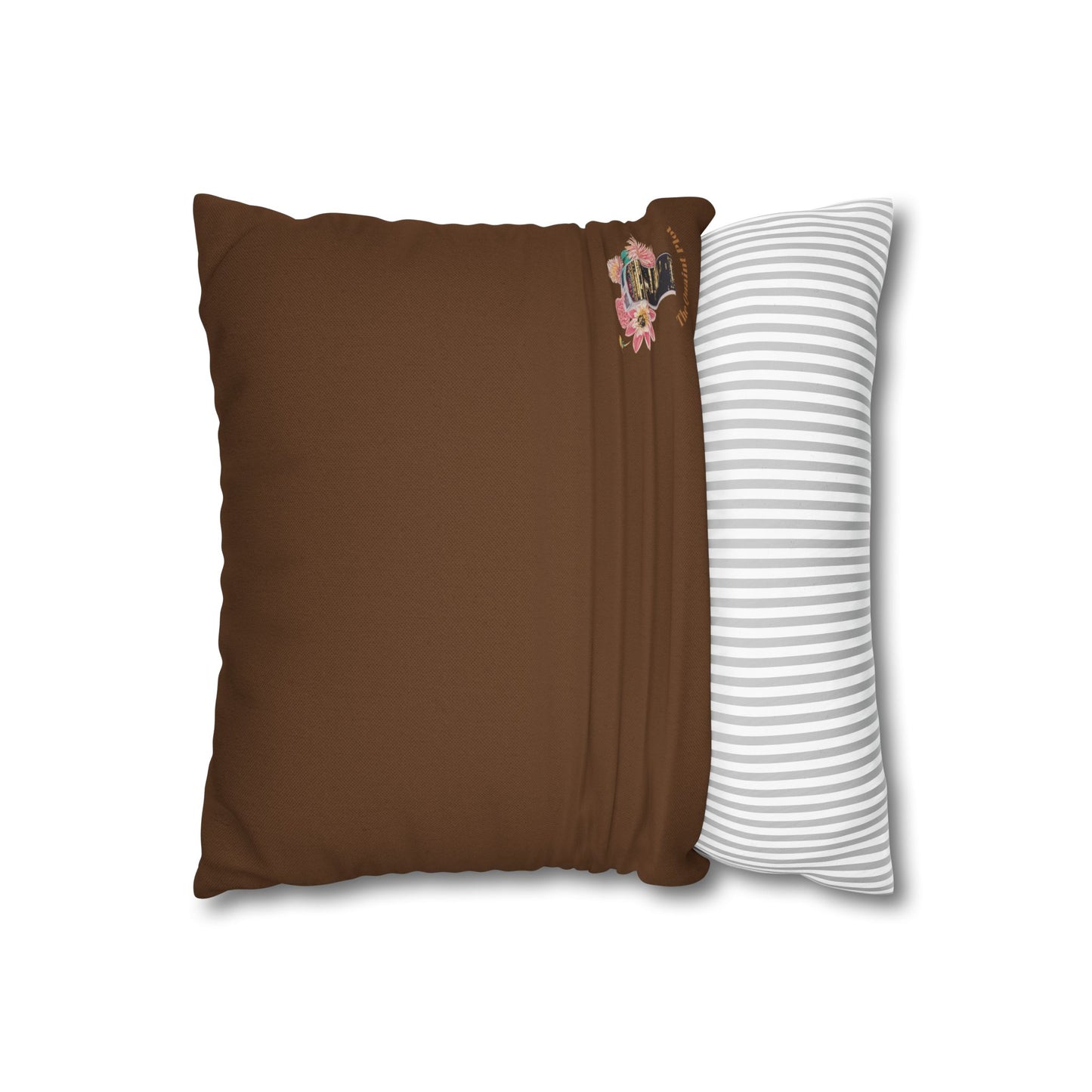 brown-pillowcase-cozy-fox-pumpkins-and-chrysanthemum-autumn-leaves-design - front view