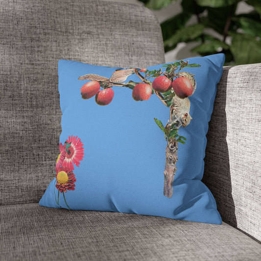 light-blue-pillowcase-squirrels-and-apple-tree-floral-design - front view