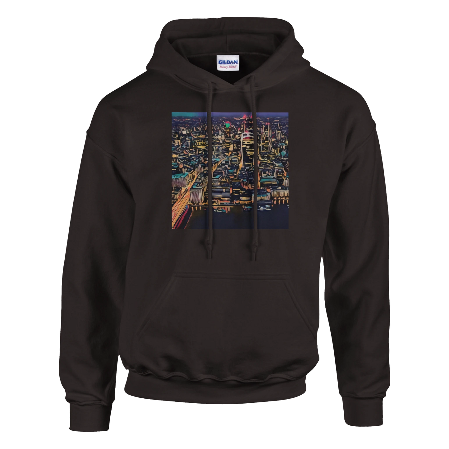 urbanstyle-london-skyline-night-hoodie-comfortable-heavy-blend-design - front view