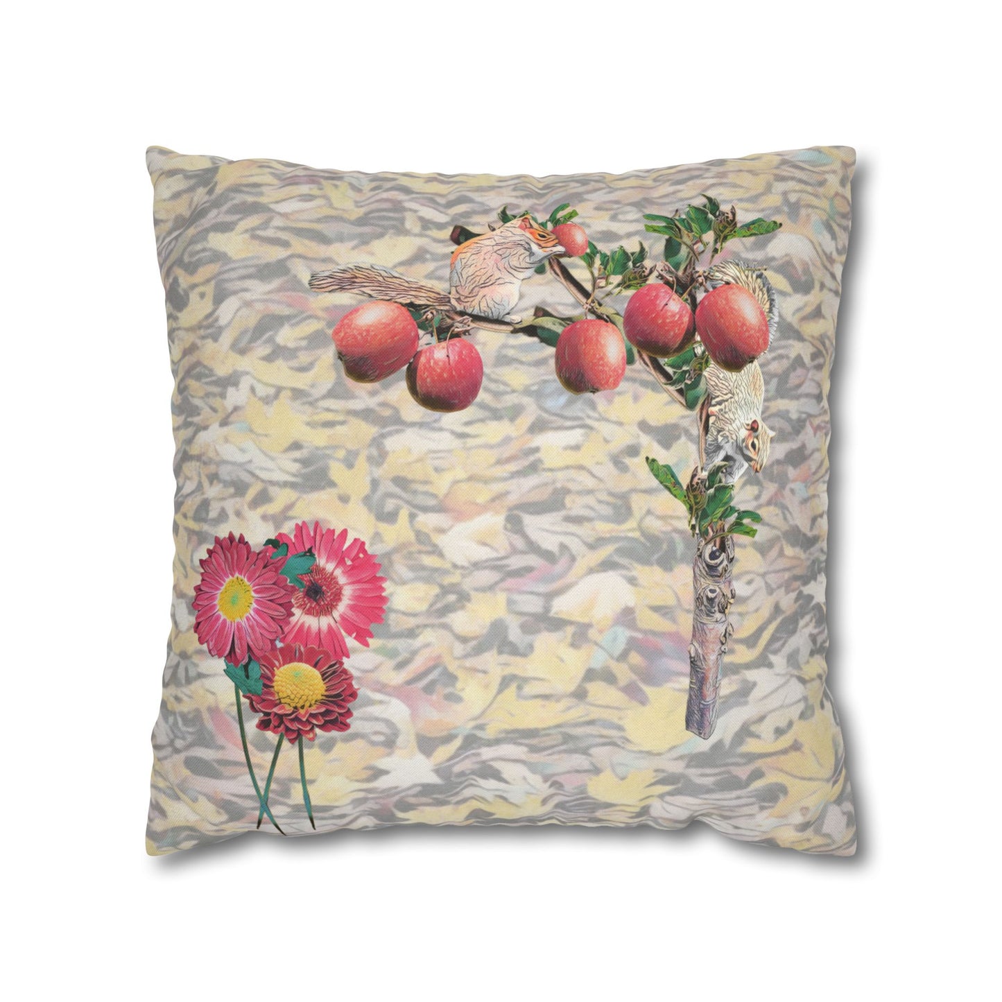 pillowcase-squirrels-and-apple-tree-floral-design - front view