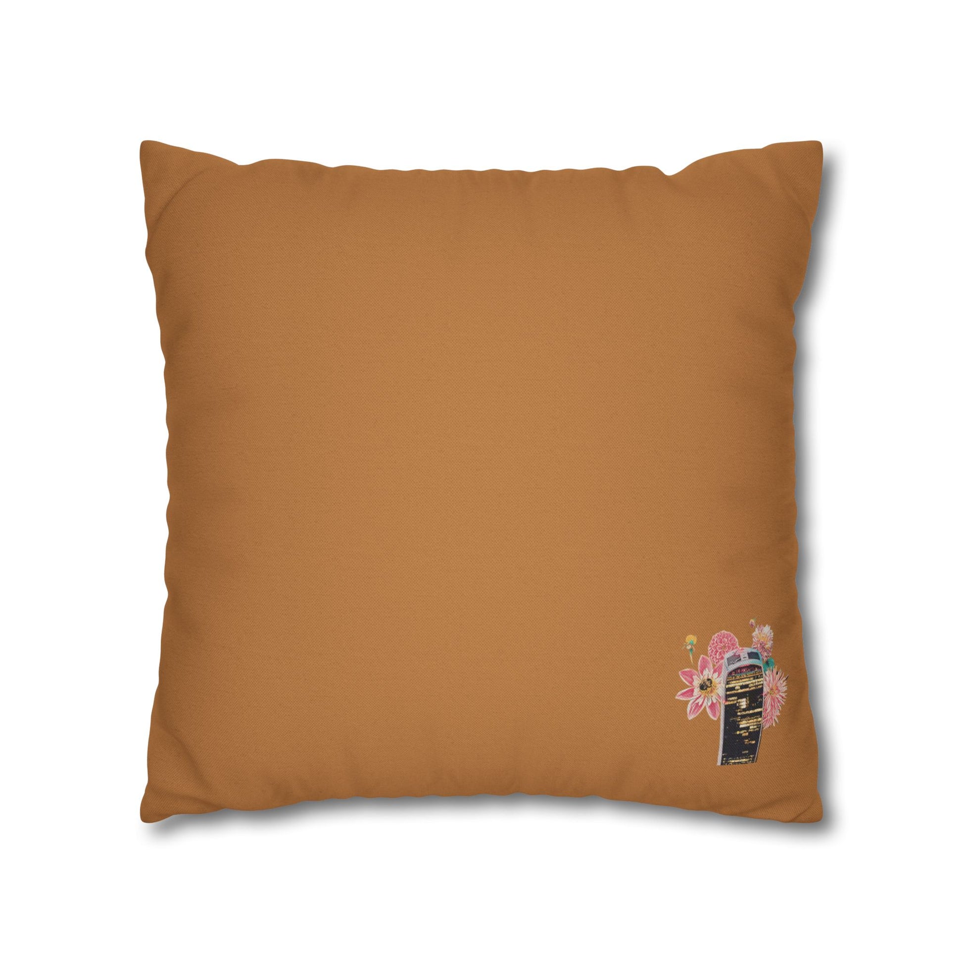light-brown-pillowcase-cozy-fox-pumpkins-and-chrysanthemum-autumn-leaves-design - front view