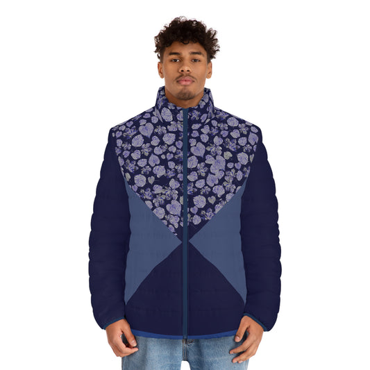 Symmetric  Foliage Explosion  dark double Blues Puffer Jacket