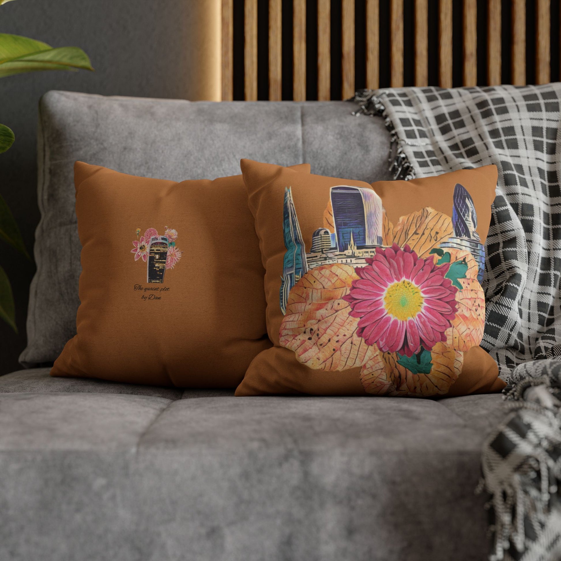 pillowcase-london-landmarks-autumn-floral-foliage - front view