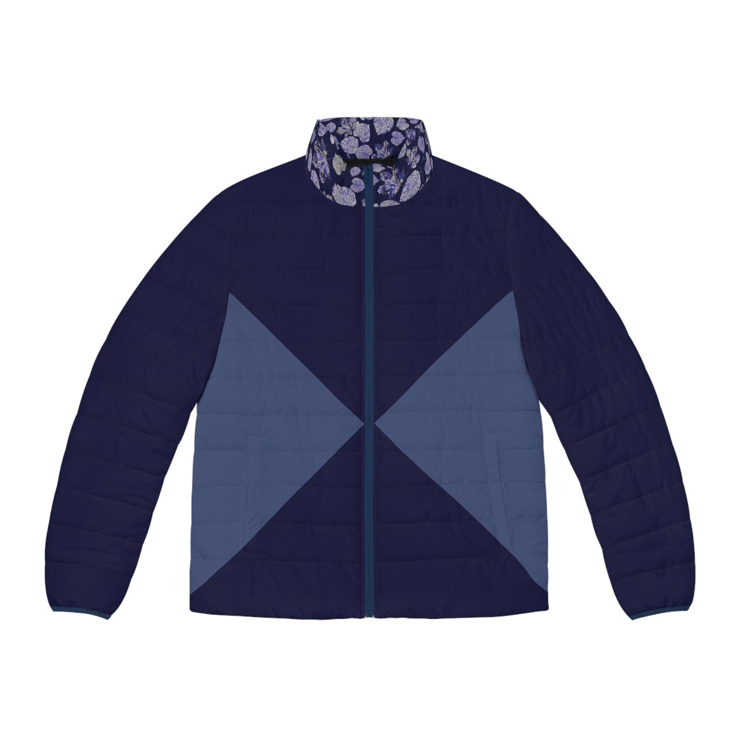 Plain Foliage  dark double Blues Puffer Jacket