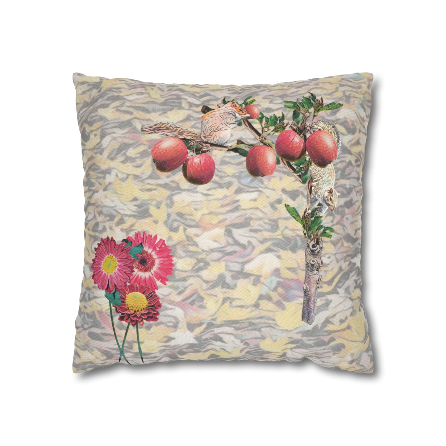 pillowcase-squirrels-and-apple-tree-floral-design - front view