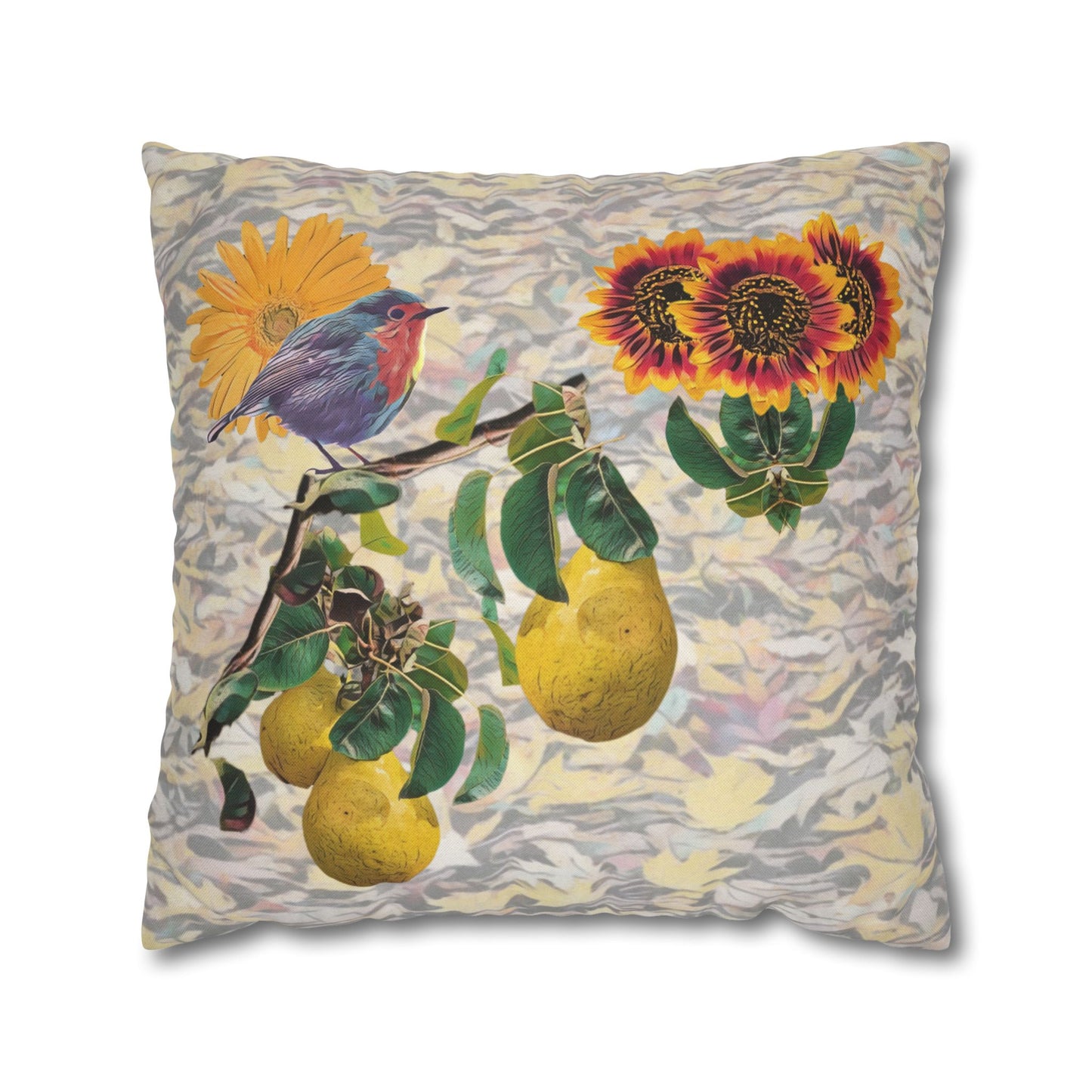 pillowcase-robin-and-pears-tree-and-sunflower-design - front view