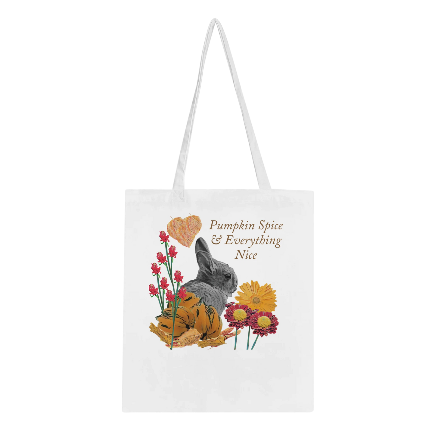 multicolor-bunny-and-pumpkins-tote-bag-eco-friendly-100-cotton-design - front view