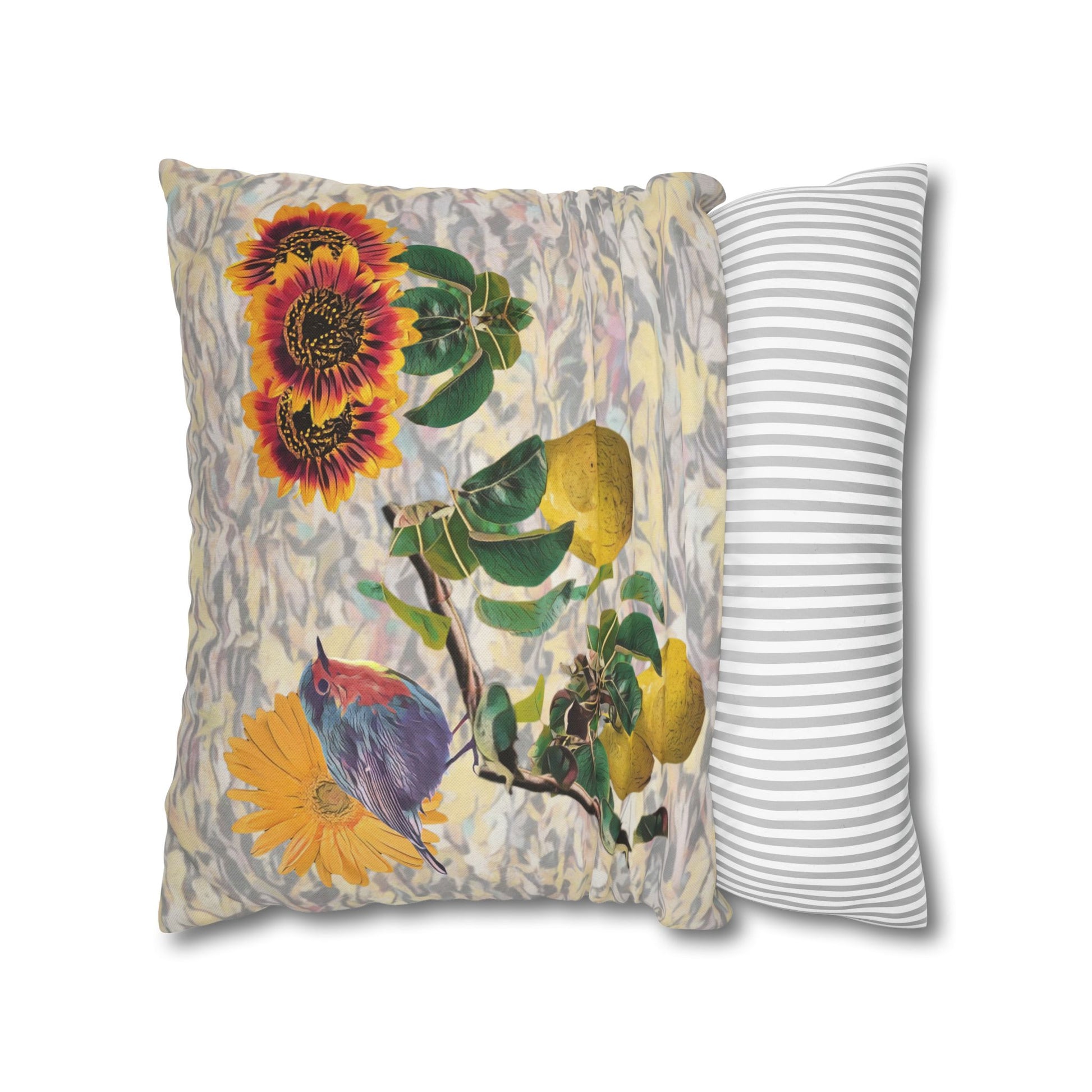 pillowcase-robin-and-pears-tree-and-sunflower-design - front view