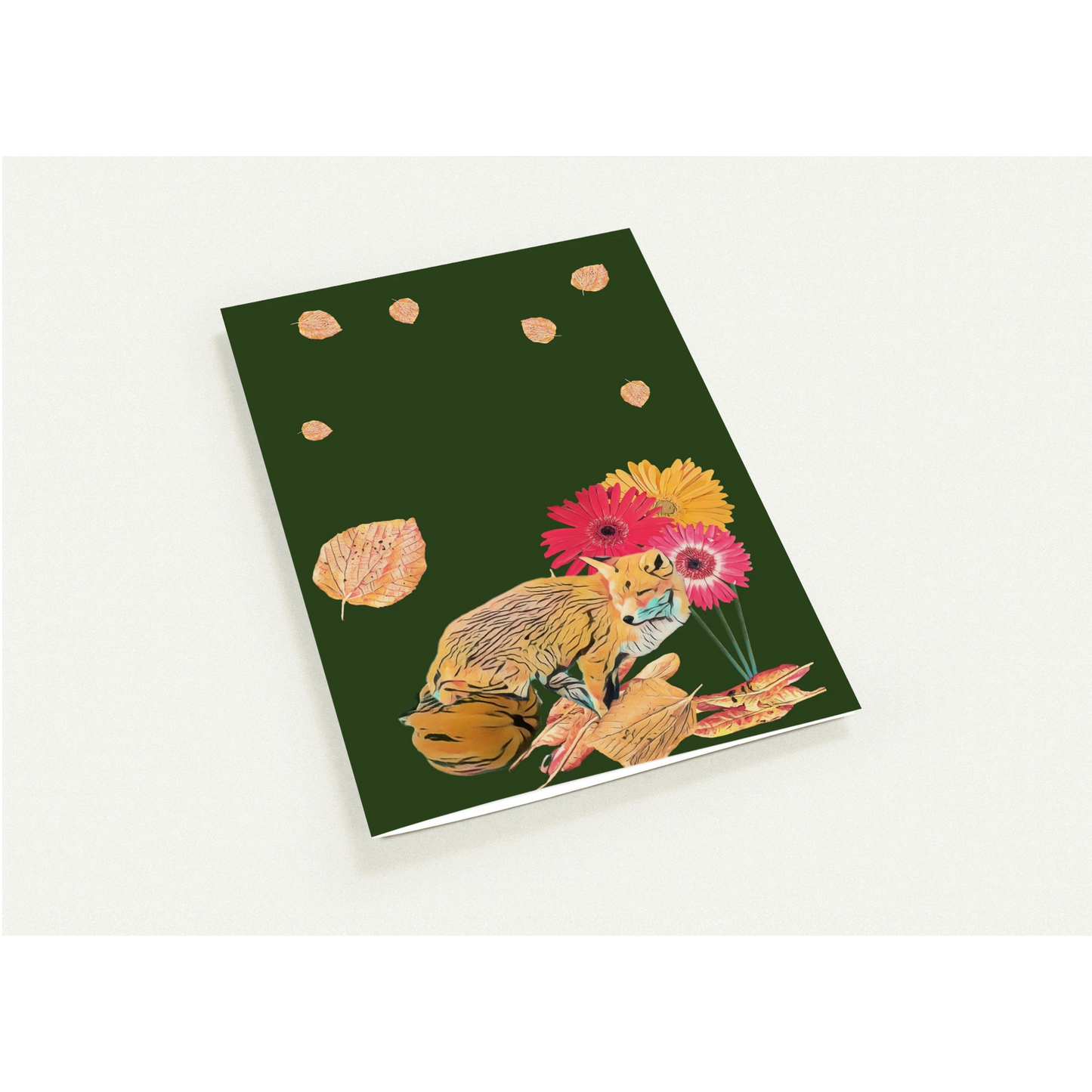 light-blues-autumnal-fox-and-pumpkin-greeting-cards-pack-of-10-cozy-designs - front view