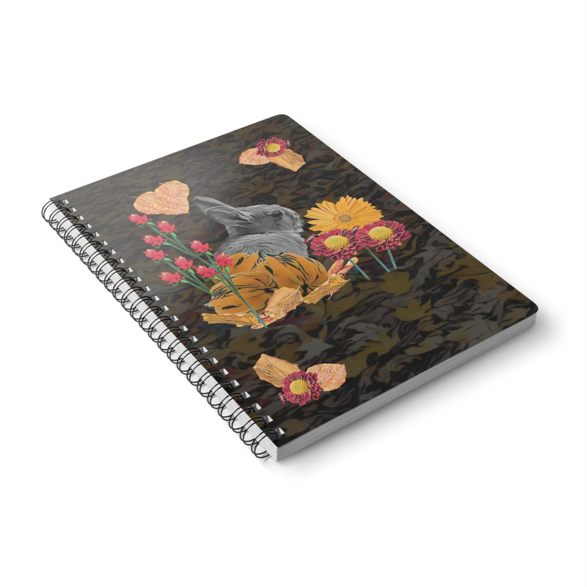notebook-autumn-fox-and-rabbit-design-a5-wirobound-softcover - front view