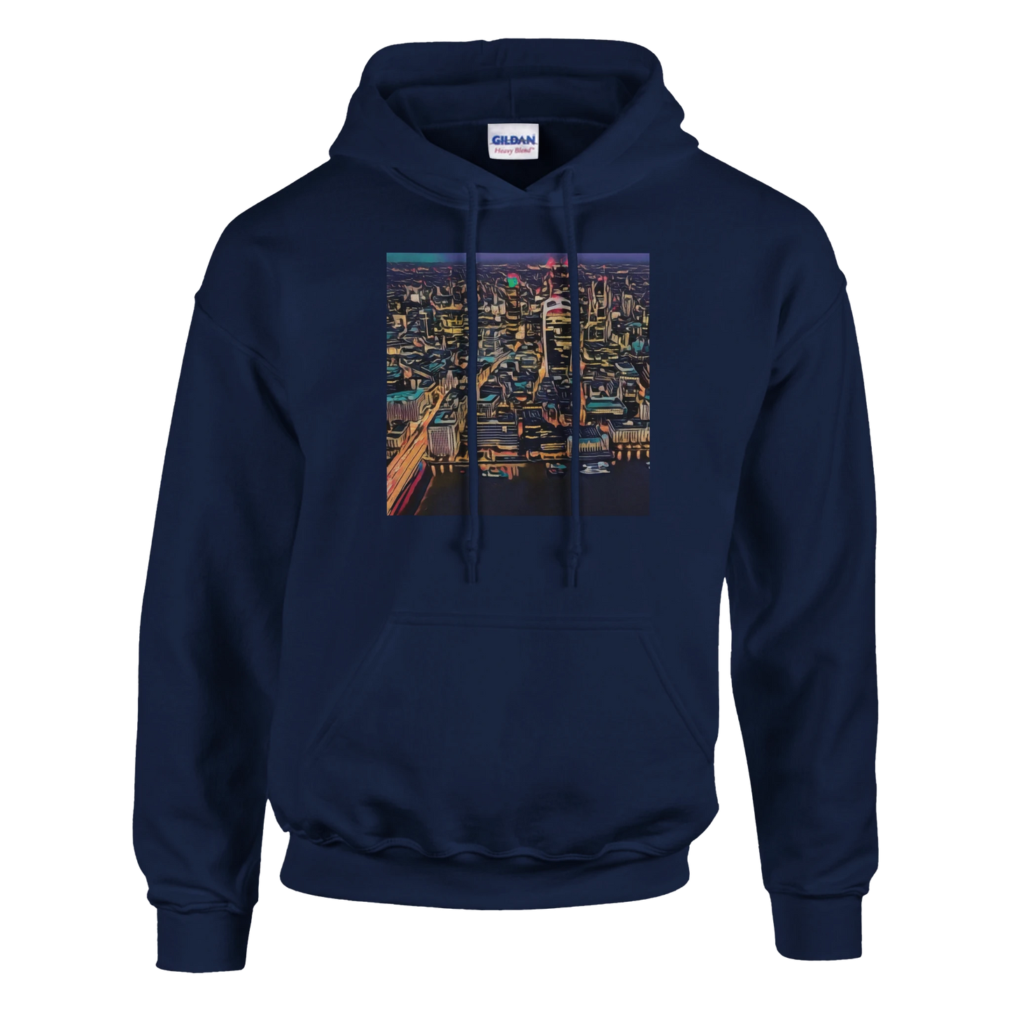 urbanstyle-london-skyline-night-hoodie-comfortable-heavy-blend-design - front view