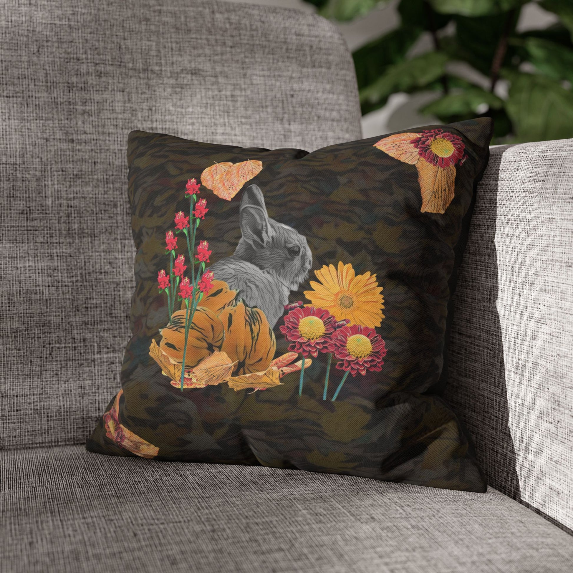 black-nature-themed-decorative-pillowcase-cozy-home-accent-gift-for-nature-lovers-fall-decor-eco-friendly-cushion-cover - front view