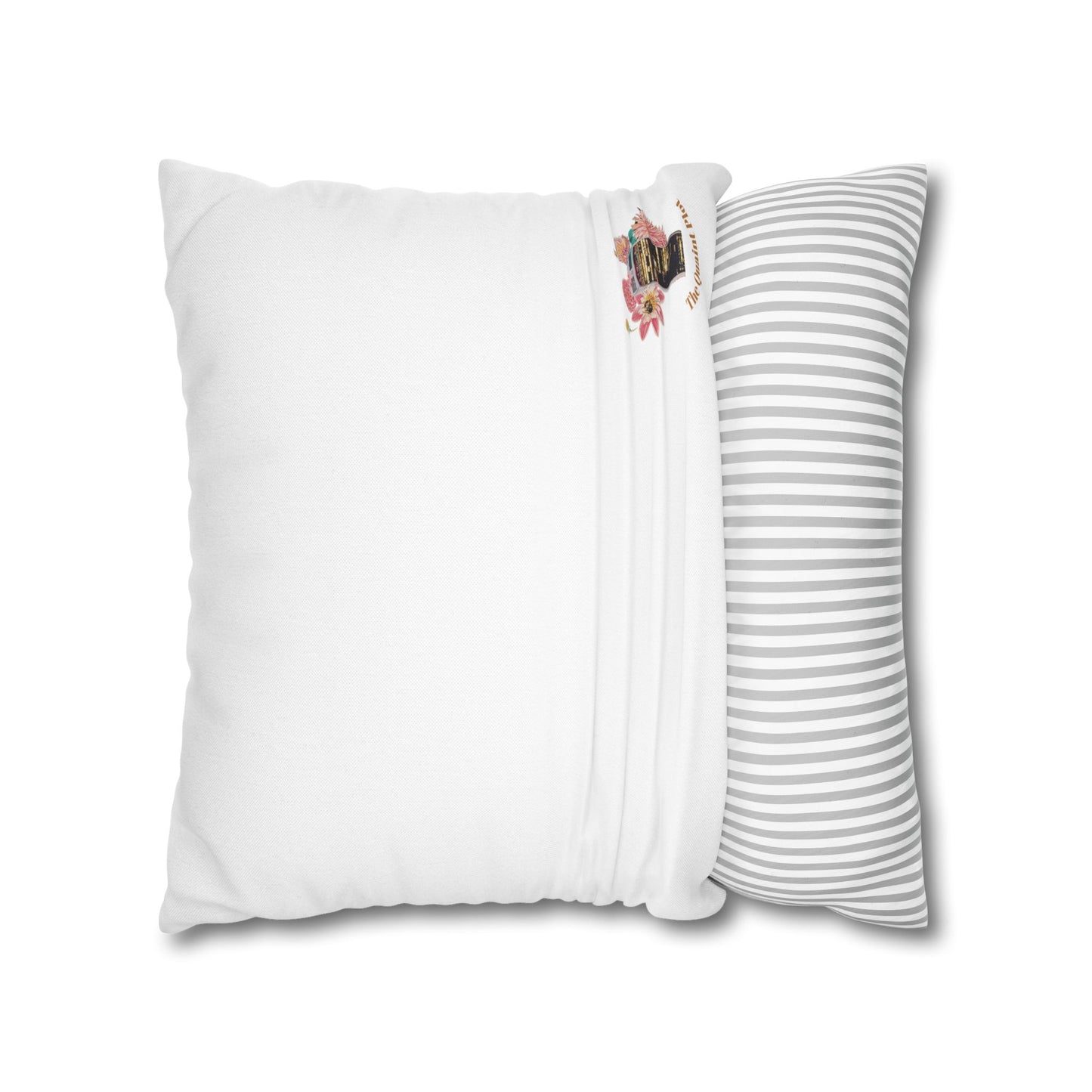 white-pillowcase-cozy-fox-pumpkins-and-chrysanthemum-autumn-leaves-design - front view