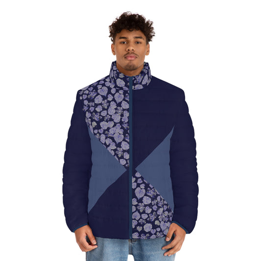 Foliage Explosion  dark double Blues Puffer Jacket