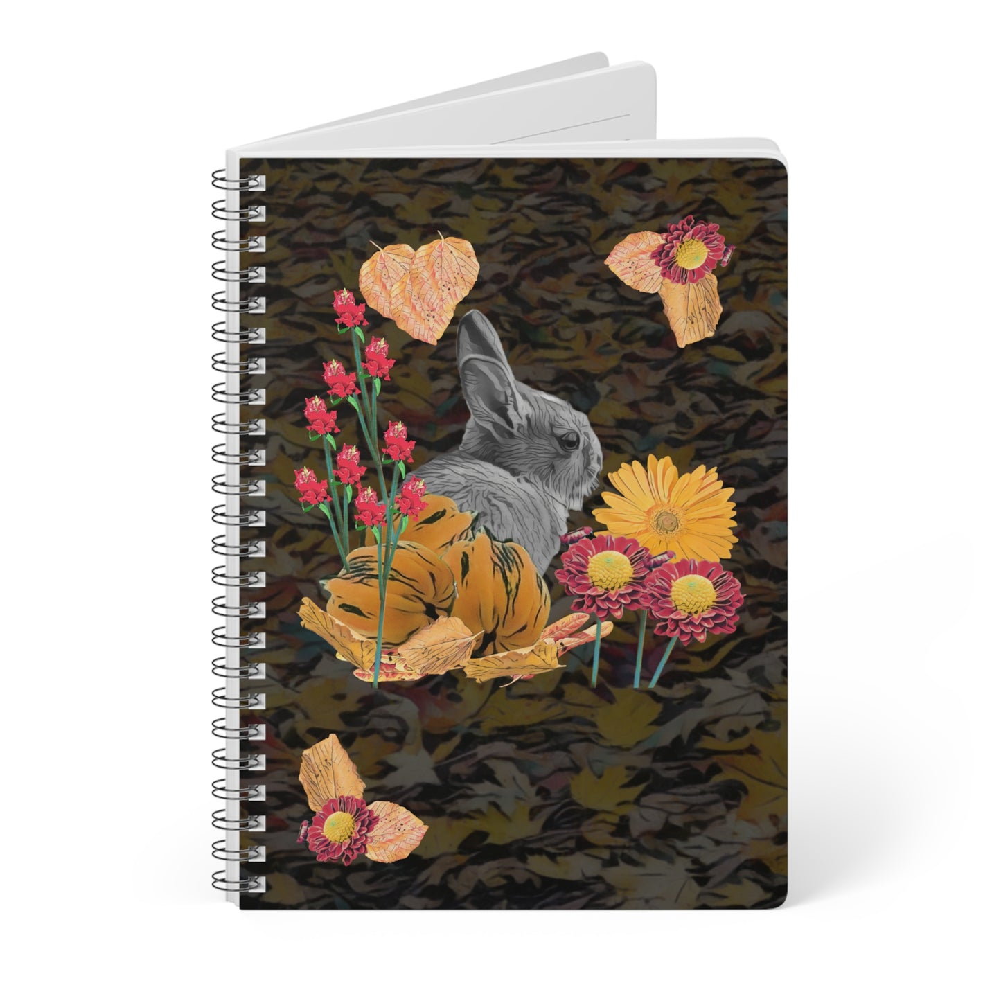 notebook-autumn-fox-and-rabbit-design-a5-wirobound-softcover - front view
