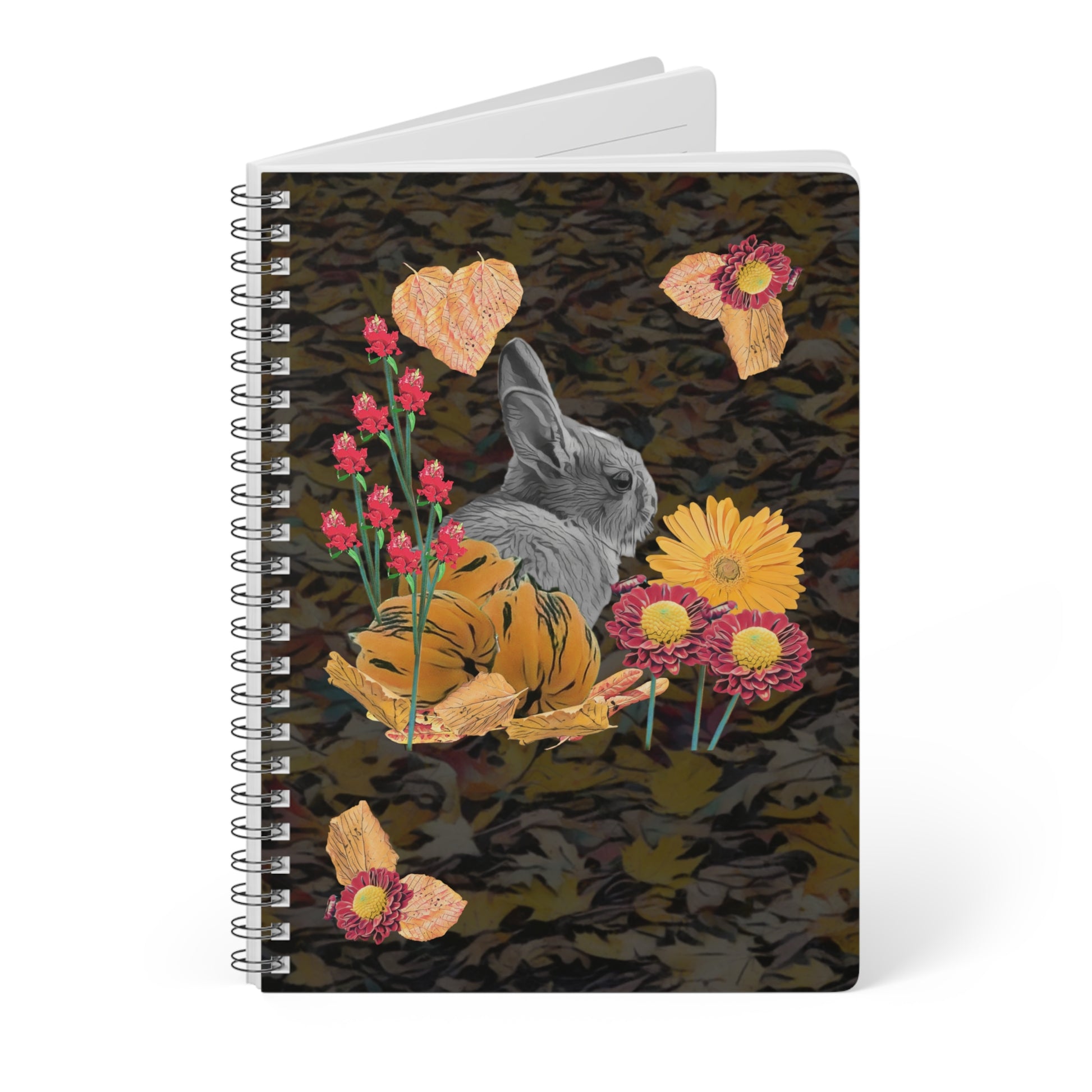 notebook-autumn-fox-and-rabbit-design-a5-wirobound-softcover - front view