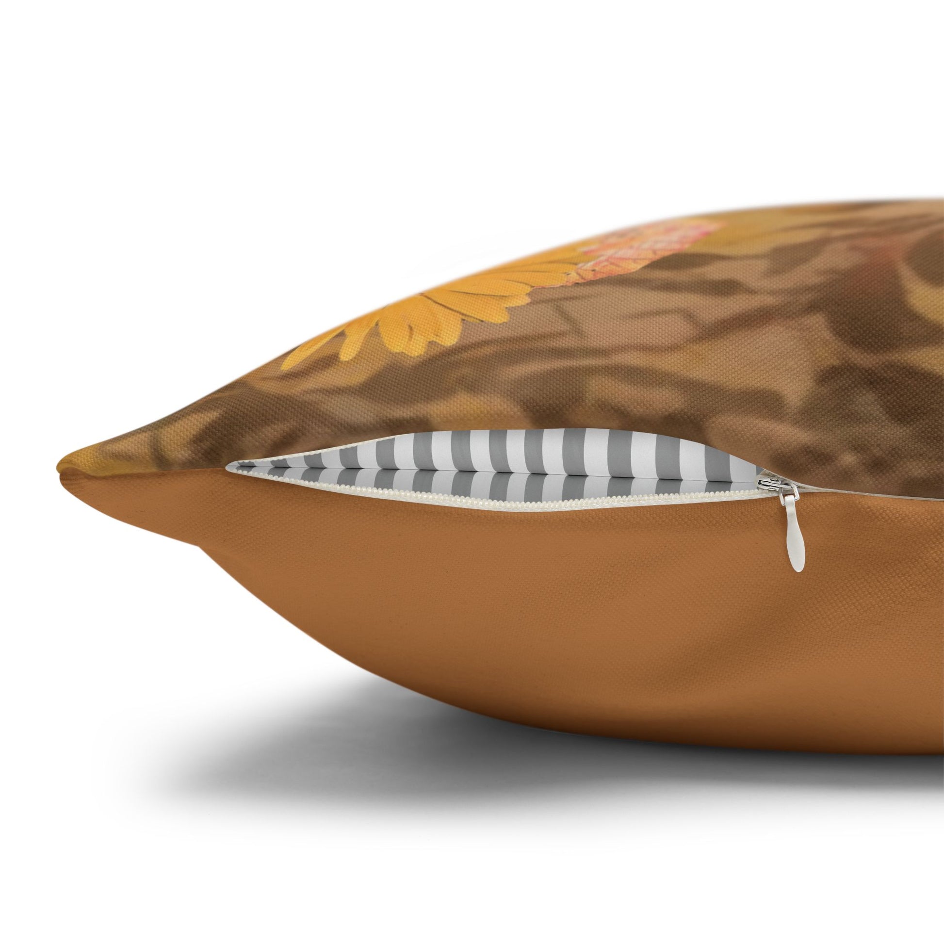 light-brown-pillowcase-cozy-fox-pumpkins-and-chrysanthemum-autumn-leaves-design - front view