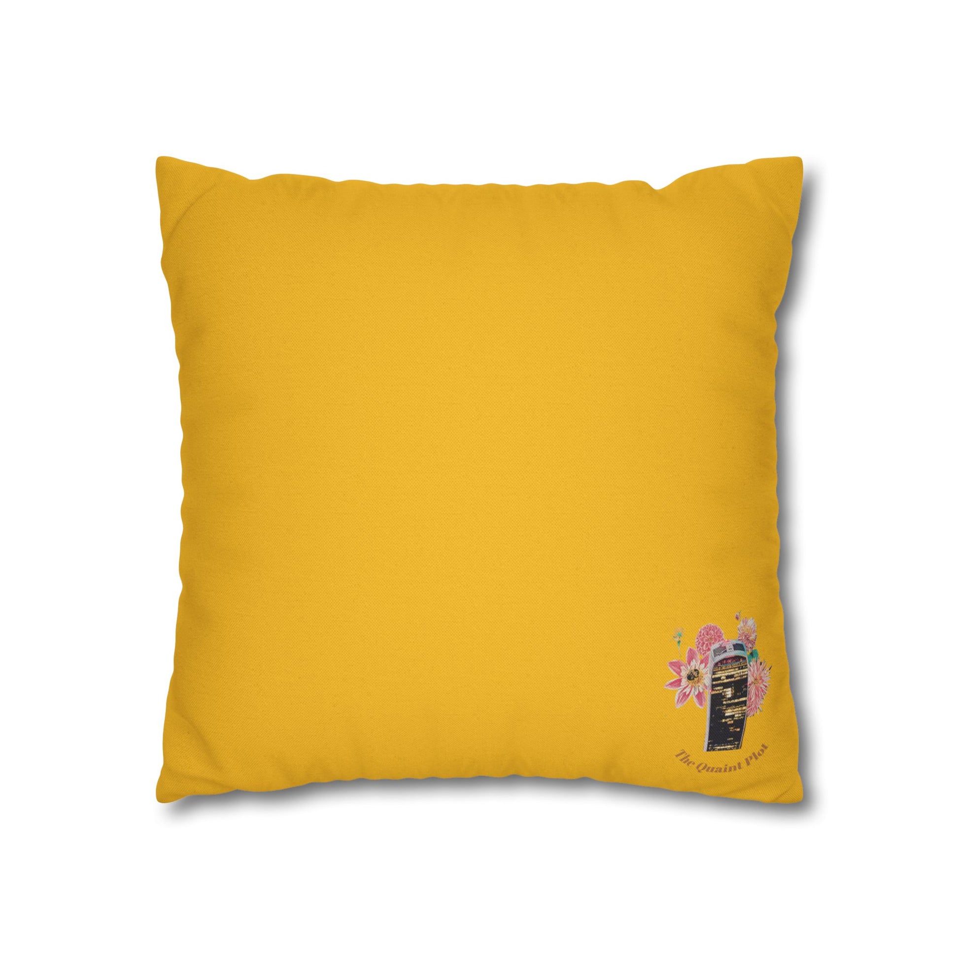 yellow-pillowcase-squirrels-and-apple-tree-floral-design - front view