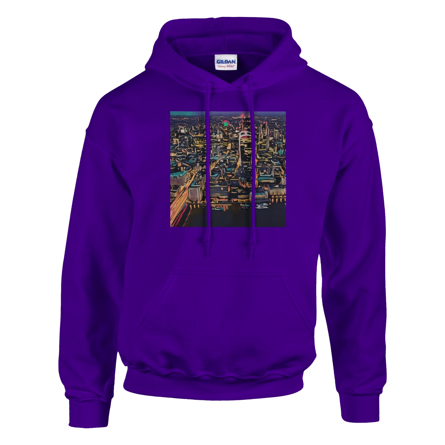 urbanstyle-london-skyline-night-hoodie-comfortable-heavy-blend-design - front view
