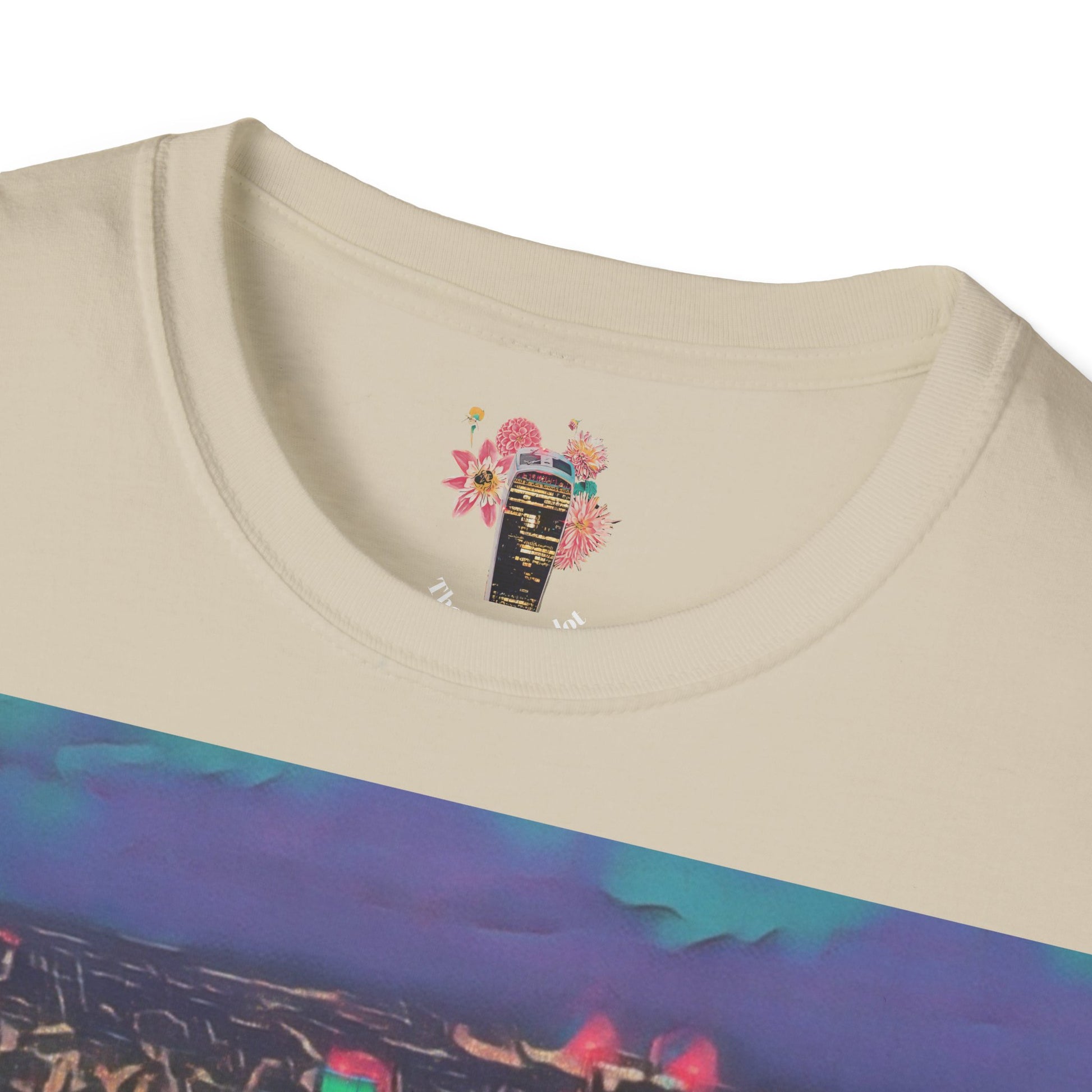 cityscape-art-unisex-softstyle-t-shirt-urban-photography-tee-streetwear-nightlife-fashion-gift-for-travelers-summer-outfit - front view