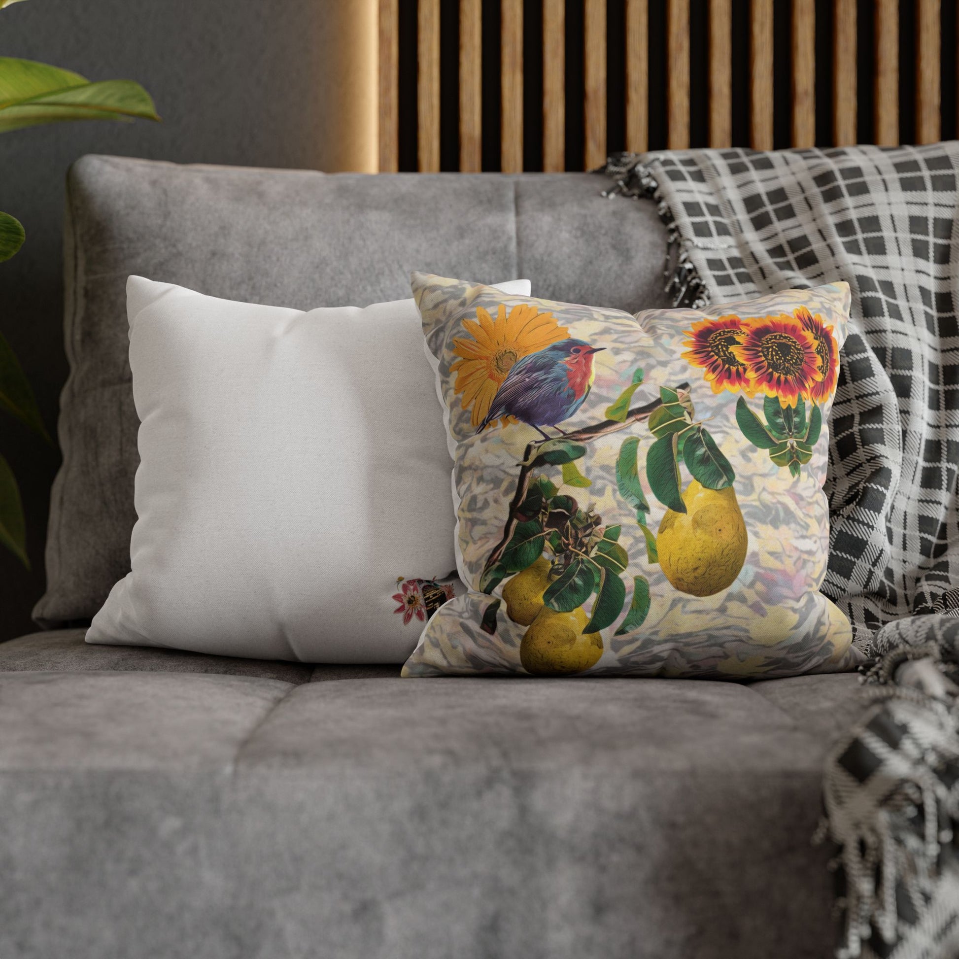 pillowcase-robin-and-pears-tree-and-sunflower-design - front view