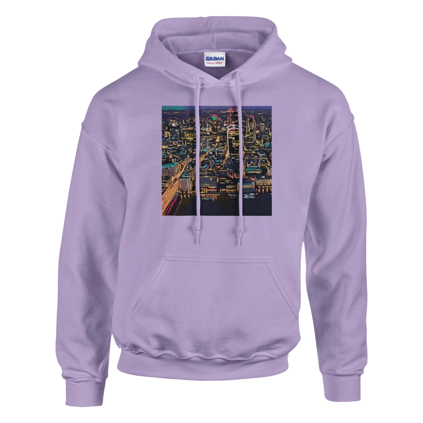 urbanstyle-london-skyline-night-hoodie-comfortable-heavy-blend-design - front view