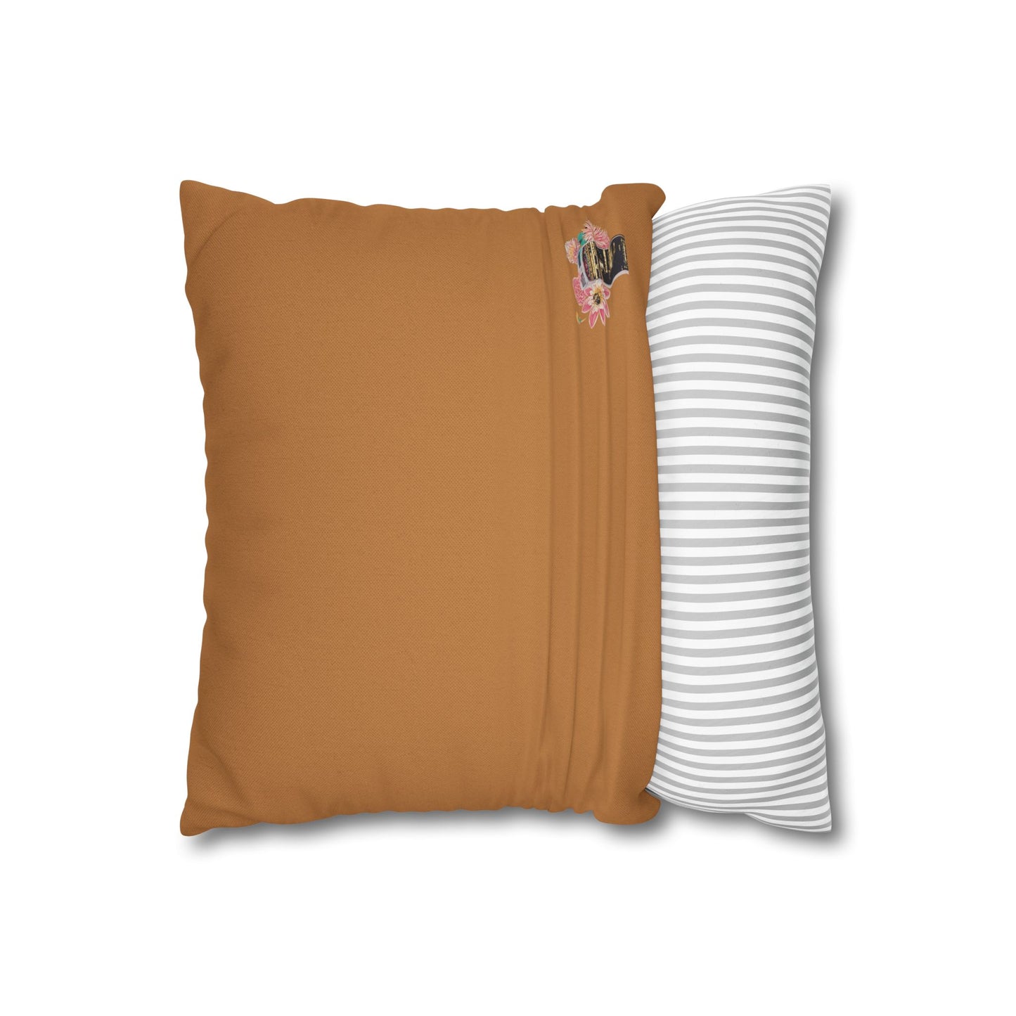 light-brown-pillowcase-cozy-fox-pumpkins-and-chrysanthemum-autumn-leaves-design - front view