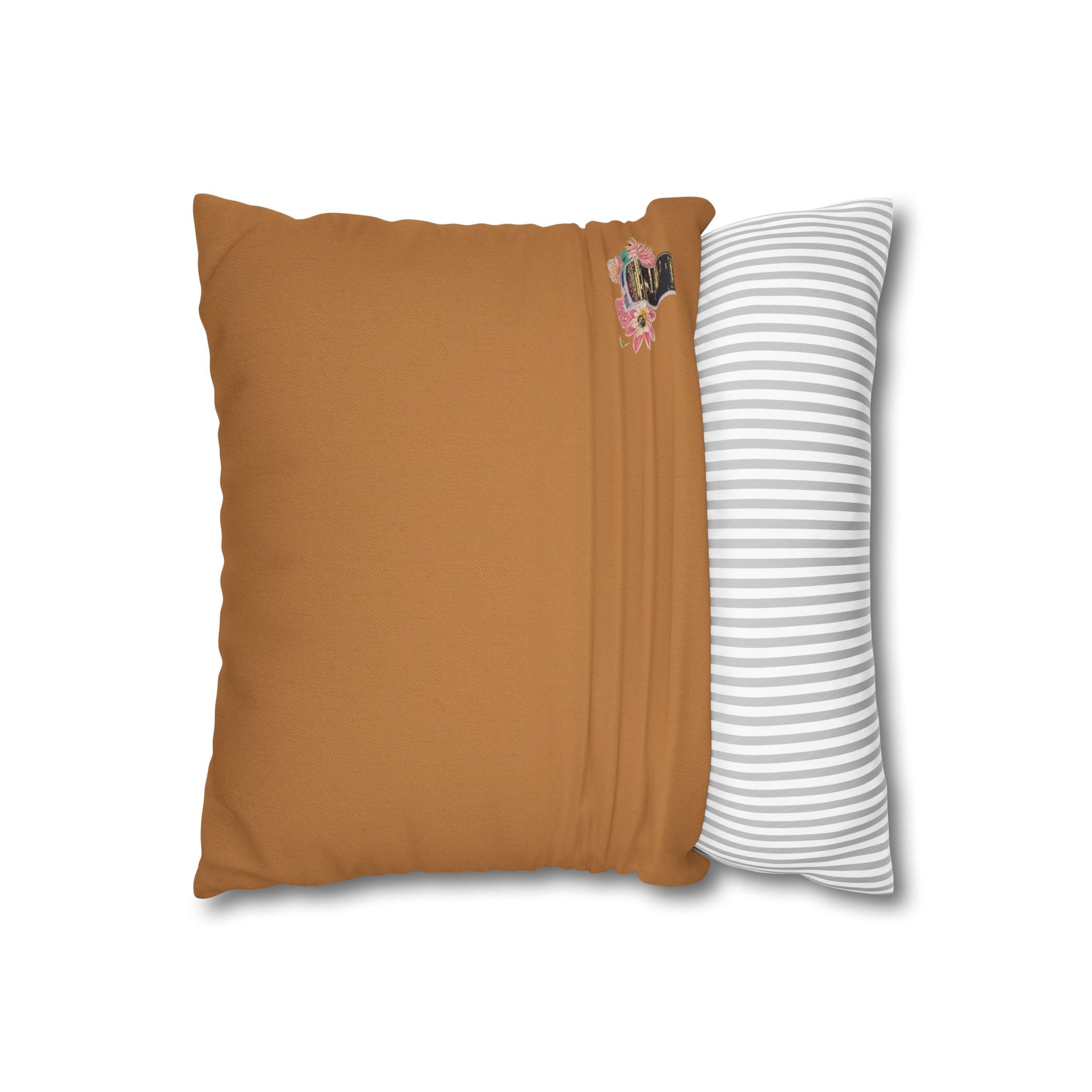 light-brown-pillowcase-cozy-fox-pumpkins-and-chrysanthemum-autumn-leaves-design - front view