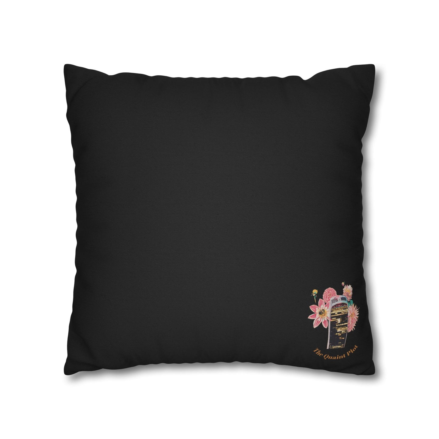 black-pillowcase-squirrels-and-apple-tree-floral-design - front view