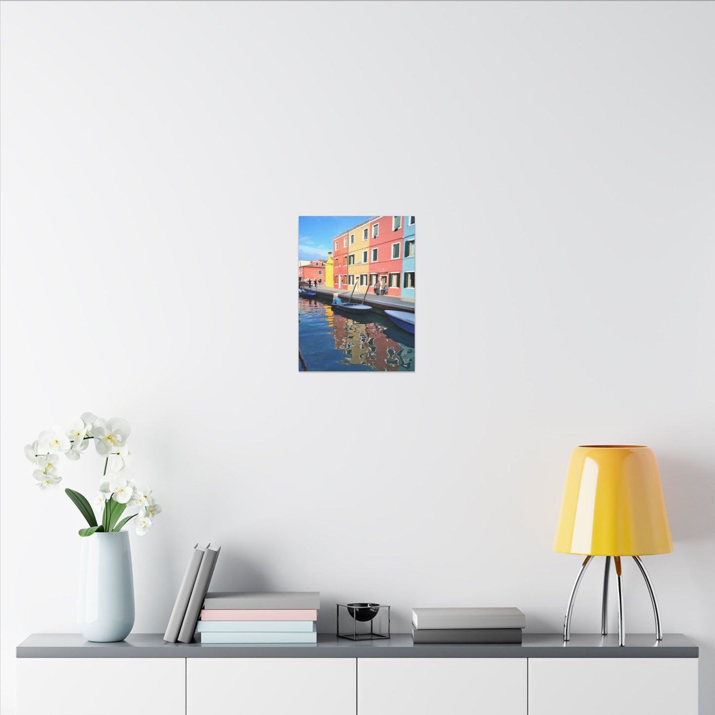 Matte Canvas Wall Art — Reflection of Colourful Houses in Mulano