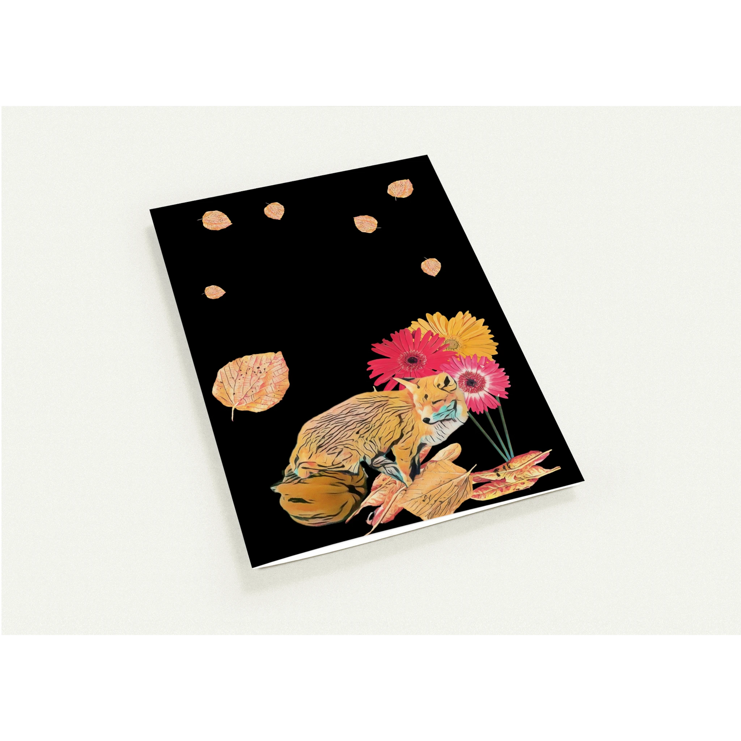 light-blues-autumnal-fox-and-pumpkin-greeting-cards-pack-of-10-cozy-designs - front view