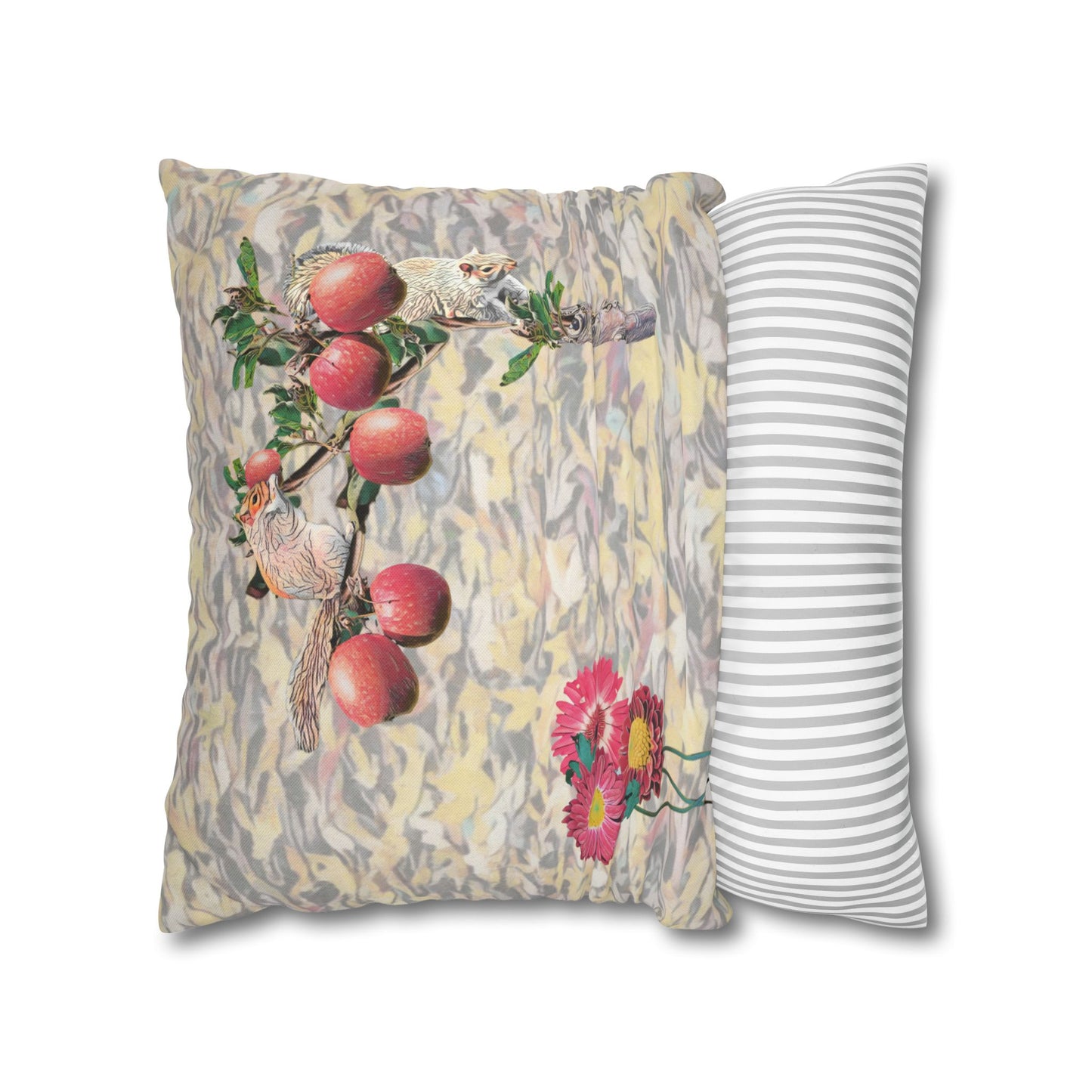 pillowcase-squirrels-and-apple-tree-floral-design - front view