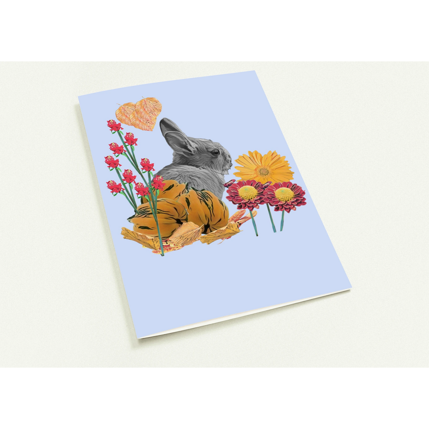 cute-rabbit-pumpkin-themed-greeting-cards-pack-of-10-personalized-cards - front view