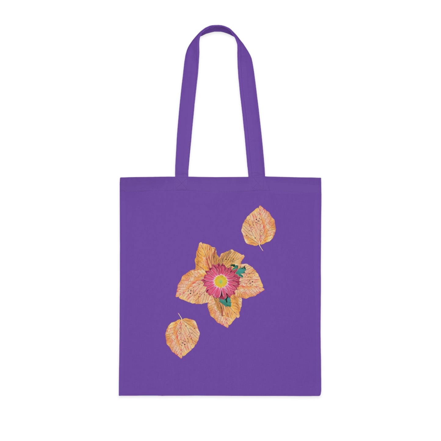 fallen-leaves-autumn-design-with-red-flower - front view