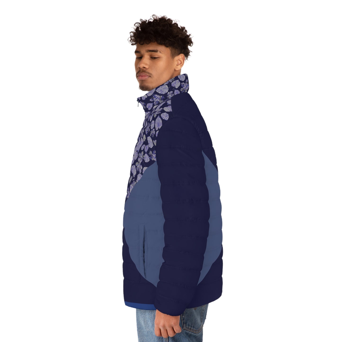 Symmetric  Foliage Explosion  dark double Blues Puffer Jacket