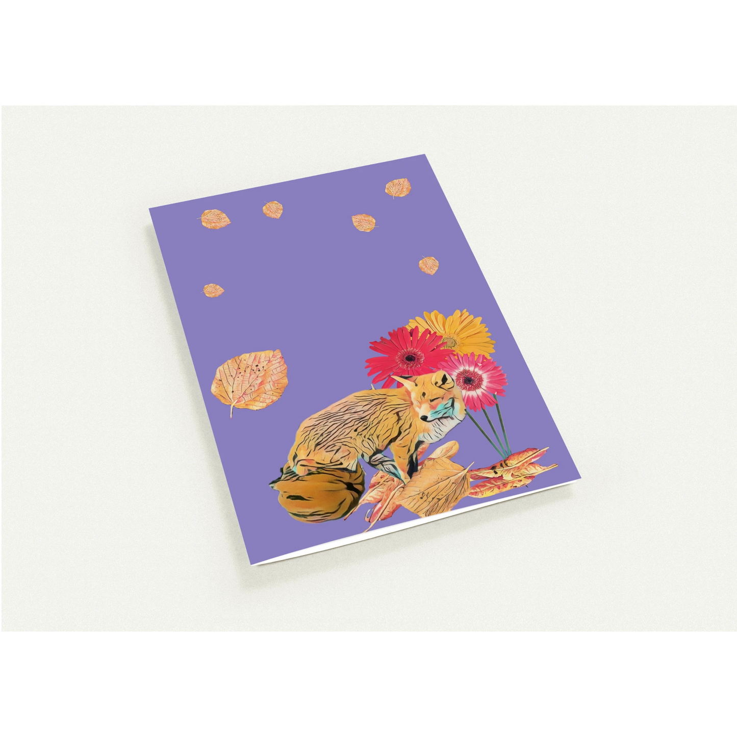 light-blues-autumnal-fox-and-pumpkin-greeting-cards-pack-of-10-cozy-designs - front view