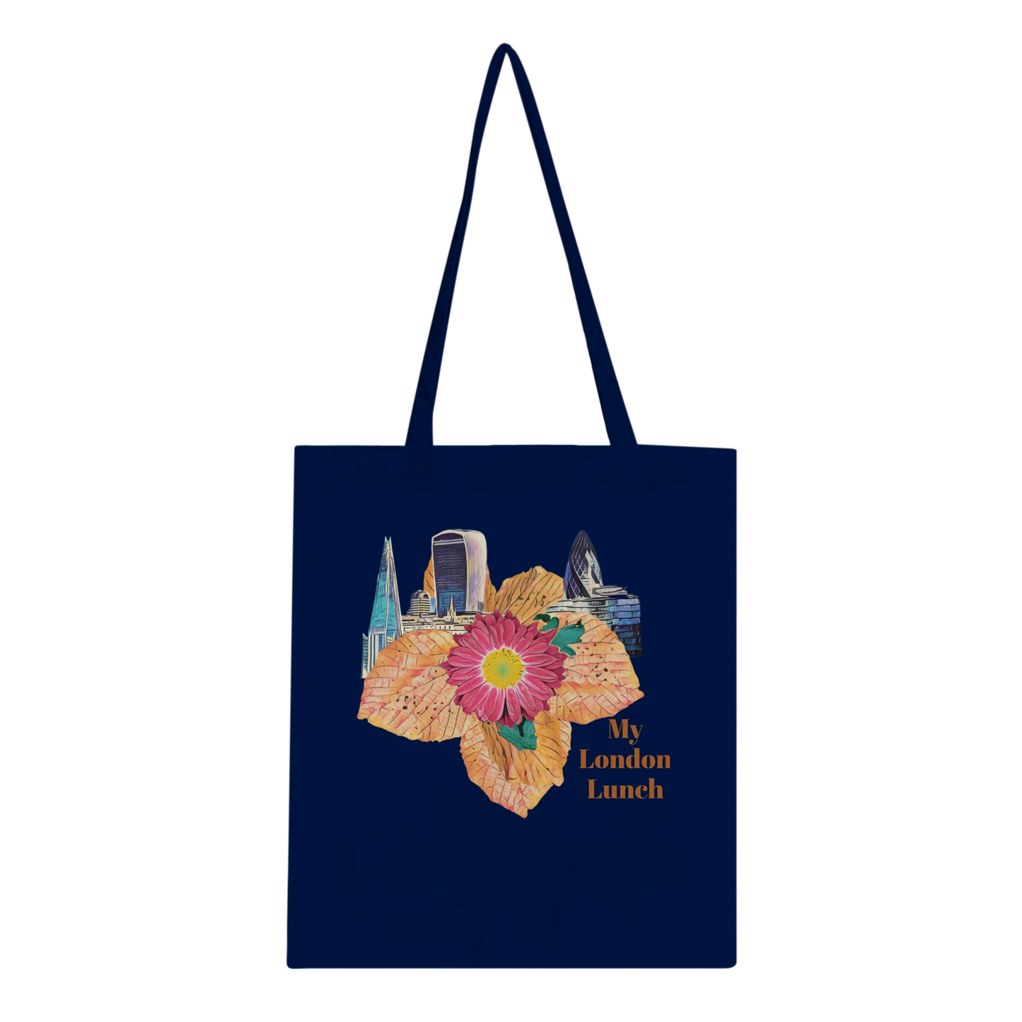modern-building-red-flower-and-fallen-leaves-tote-bag-eco-friendly-cotton-design - front view